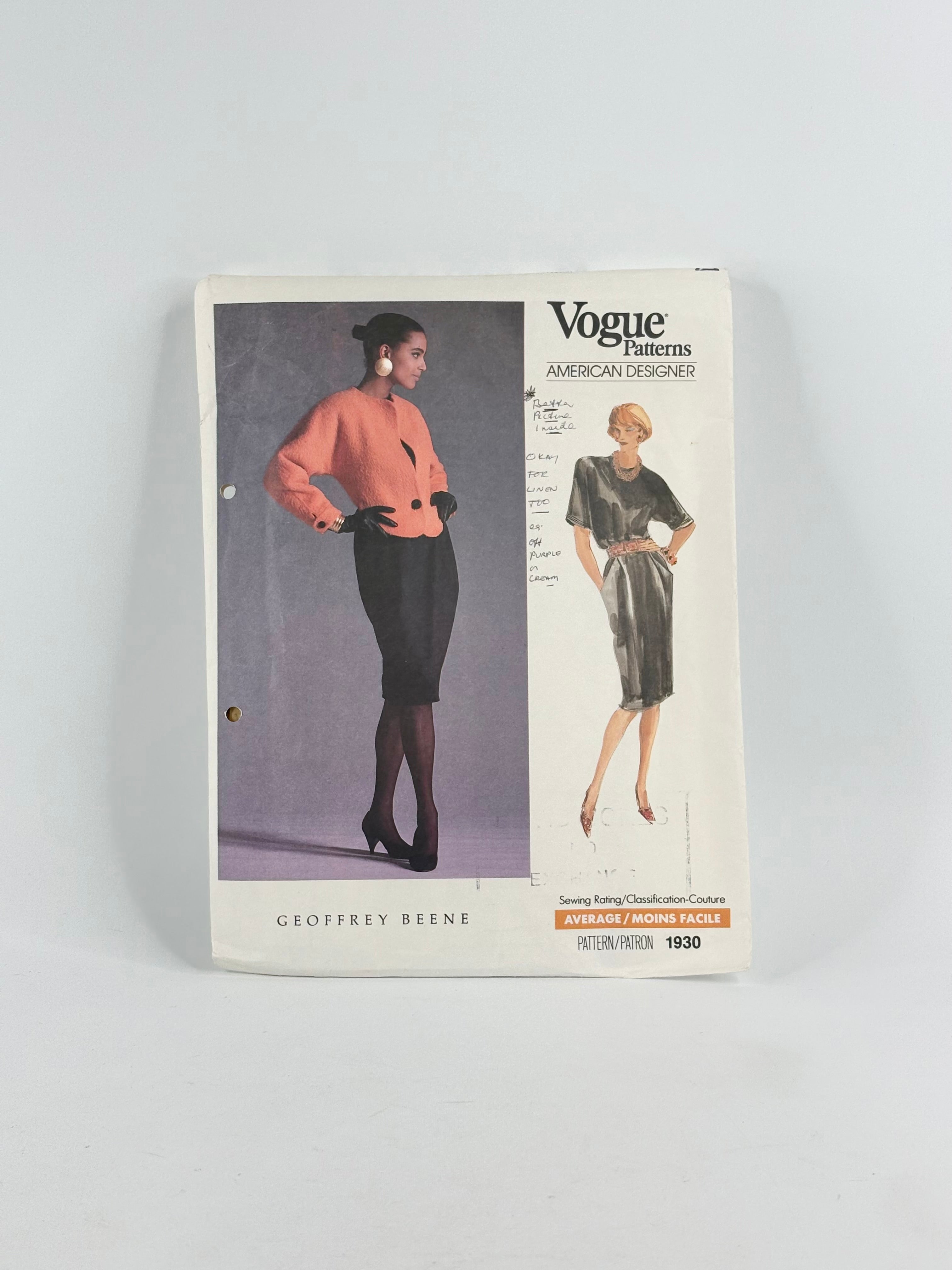Vogue American Designer Geoffrey Beene Jacket, Top & Skirt: No. 1930 - Size 8