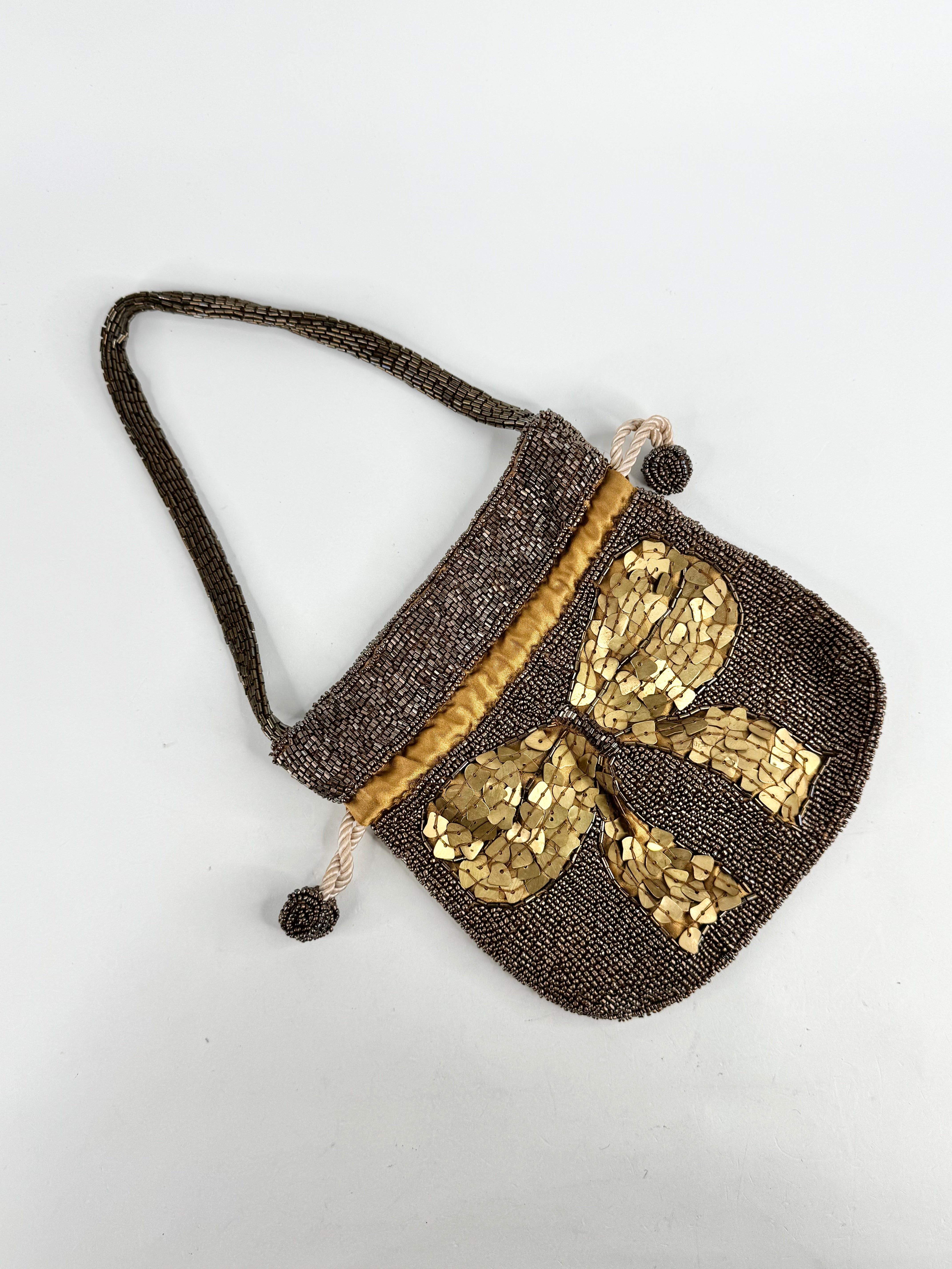 Mimco Beaded Bow Pattern Evening Bag