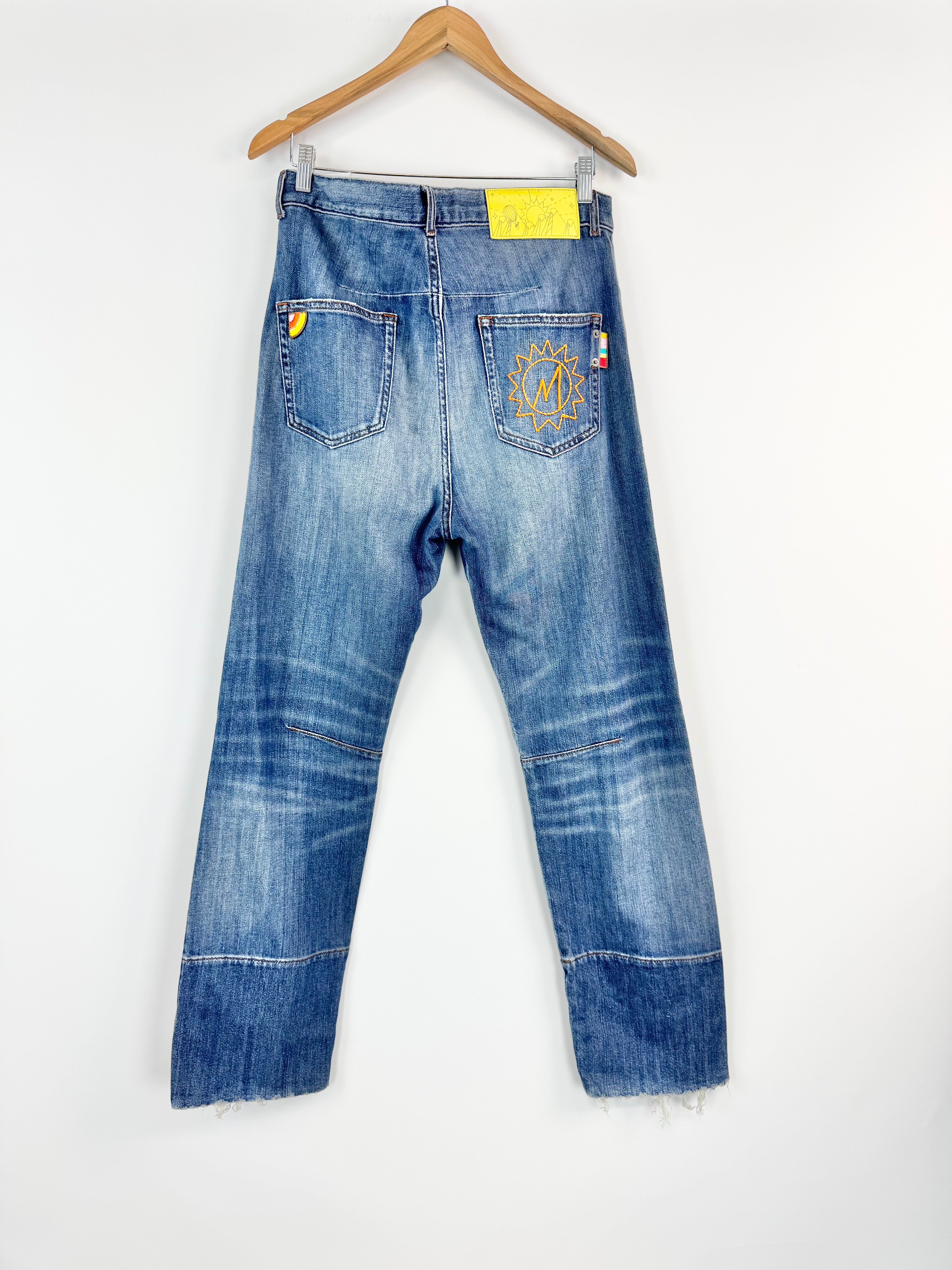 Mira Mikati Blue Embroidered Jeans - AU10/12