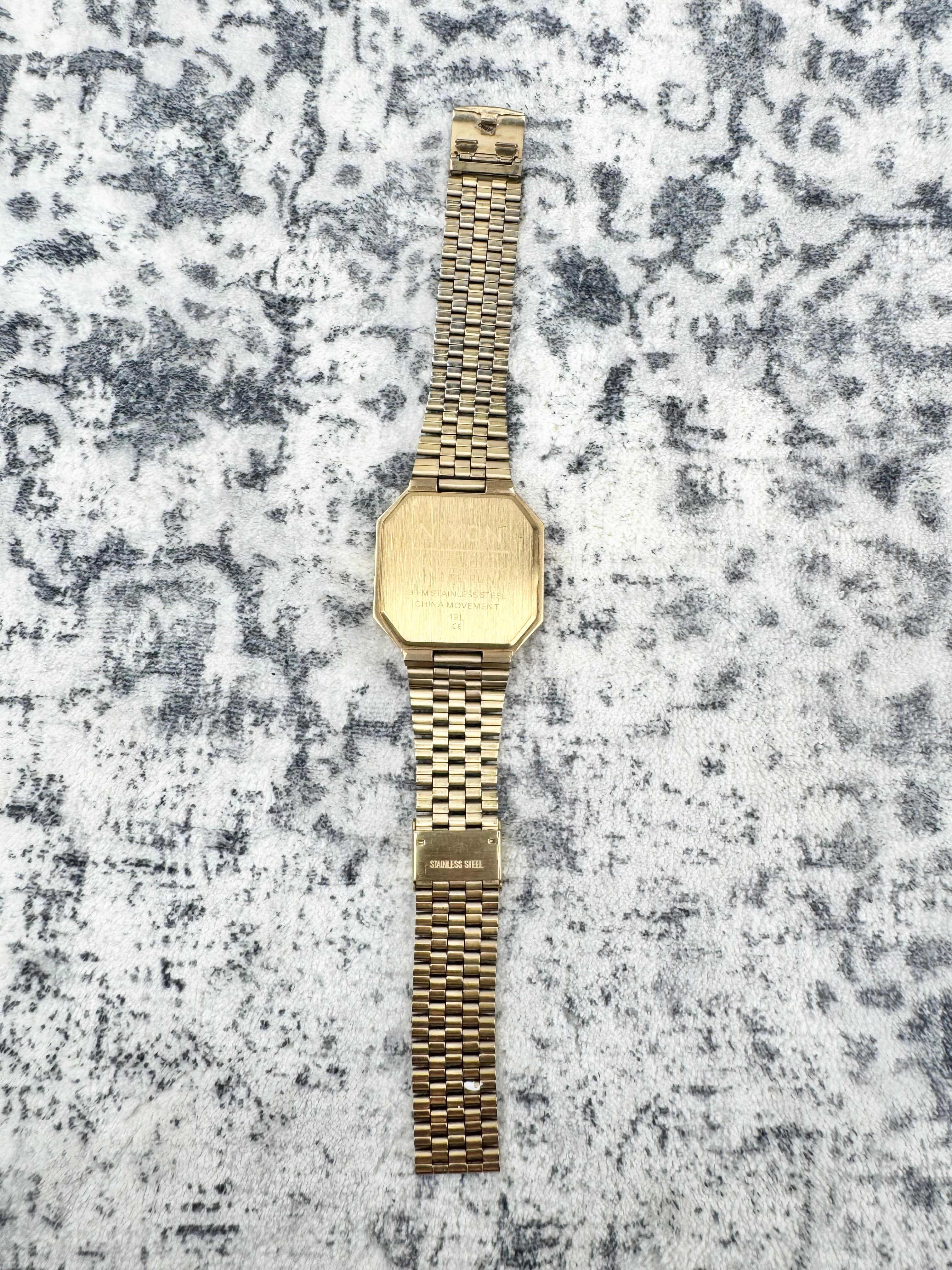 Nixon Gold Tone Black Face & Screen Robot Rock 'The Re-Run' Watch