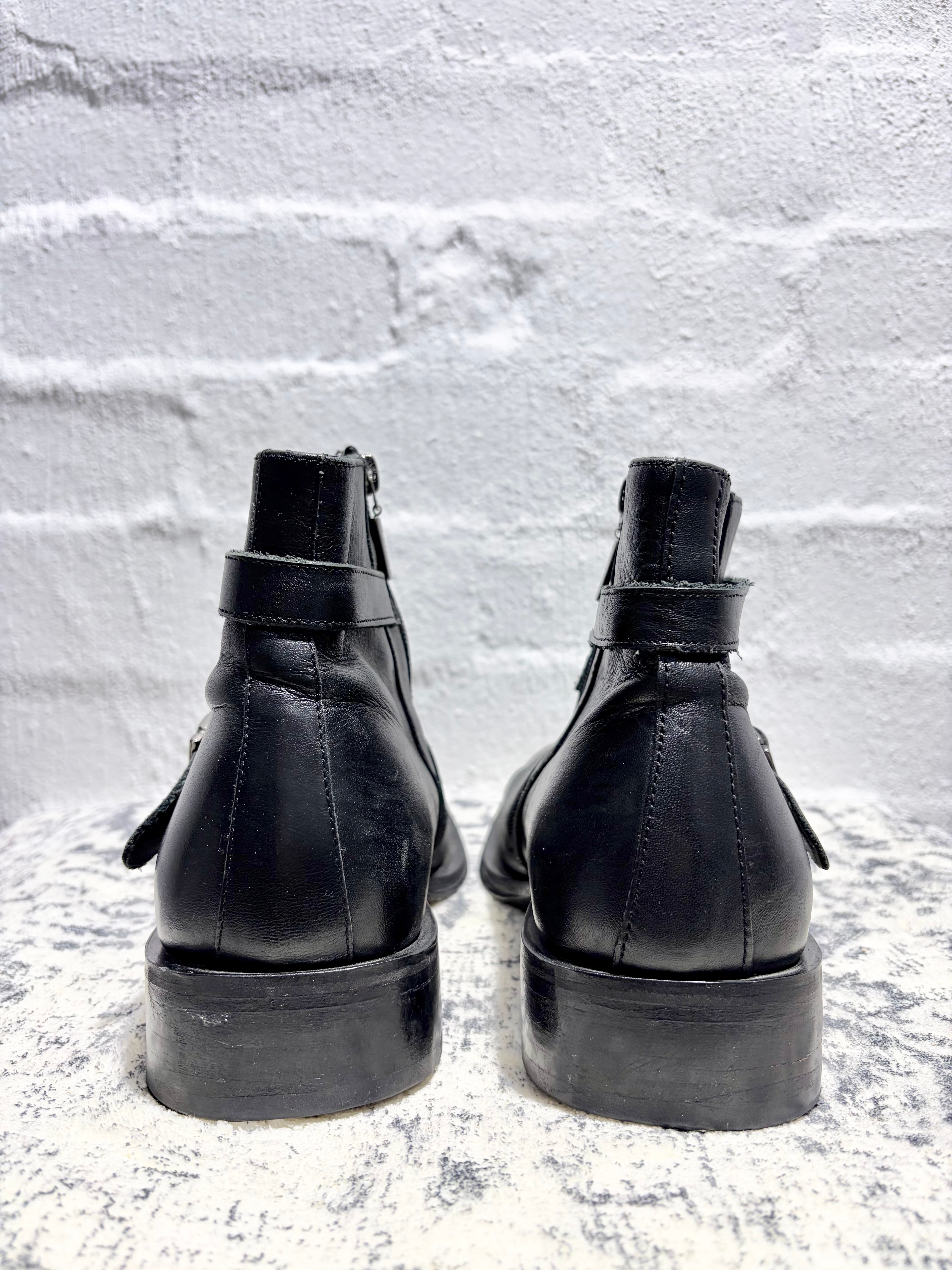 Versace Classic Black Leather Mid-Cut Boot - EU43