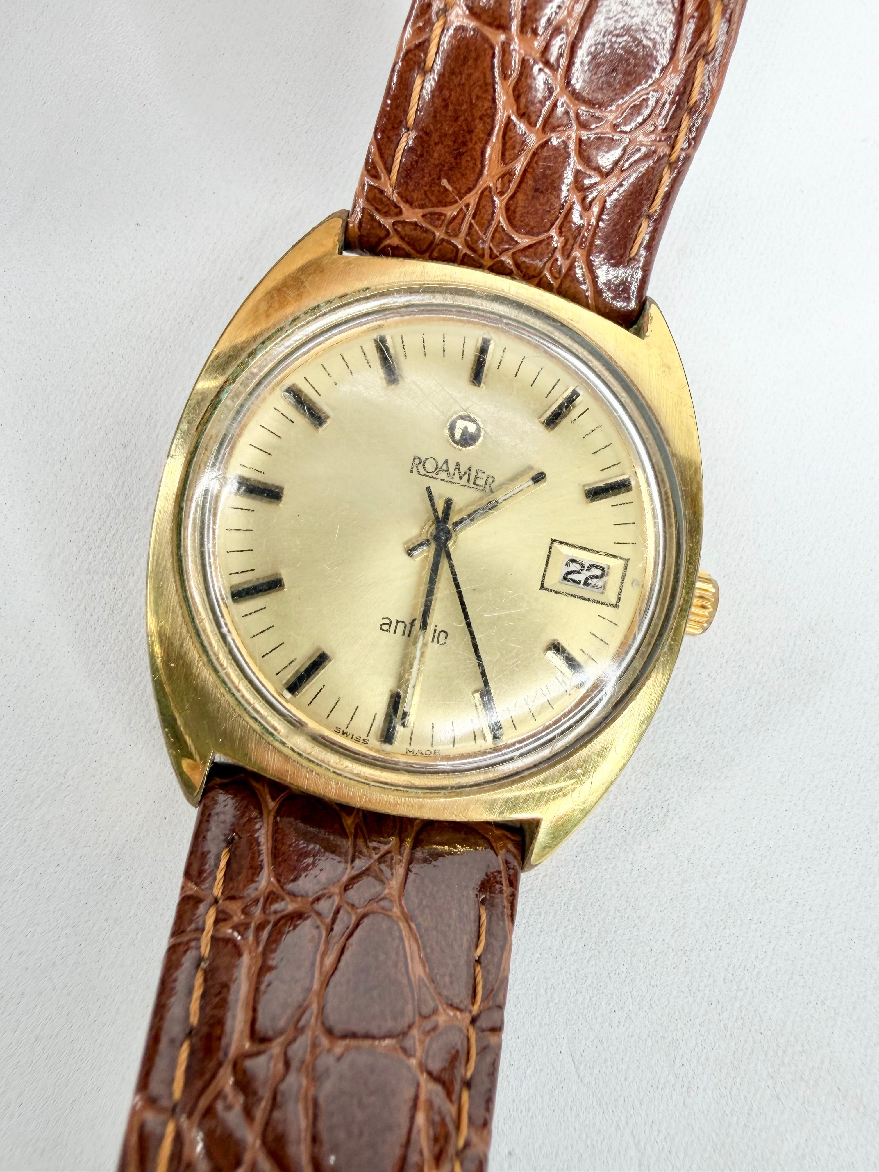 Vintage Roamer Anifbio Gold Plated Wrist Watch