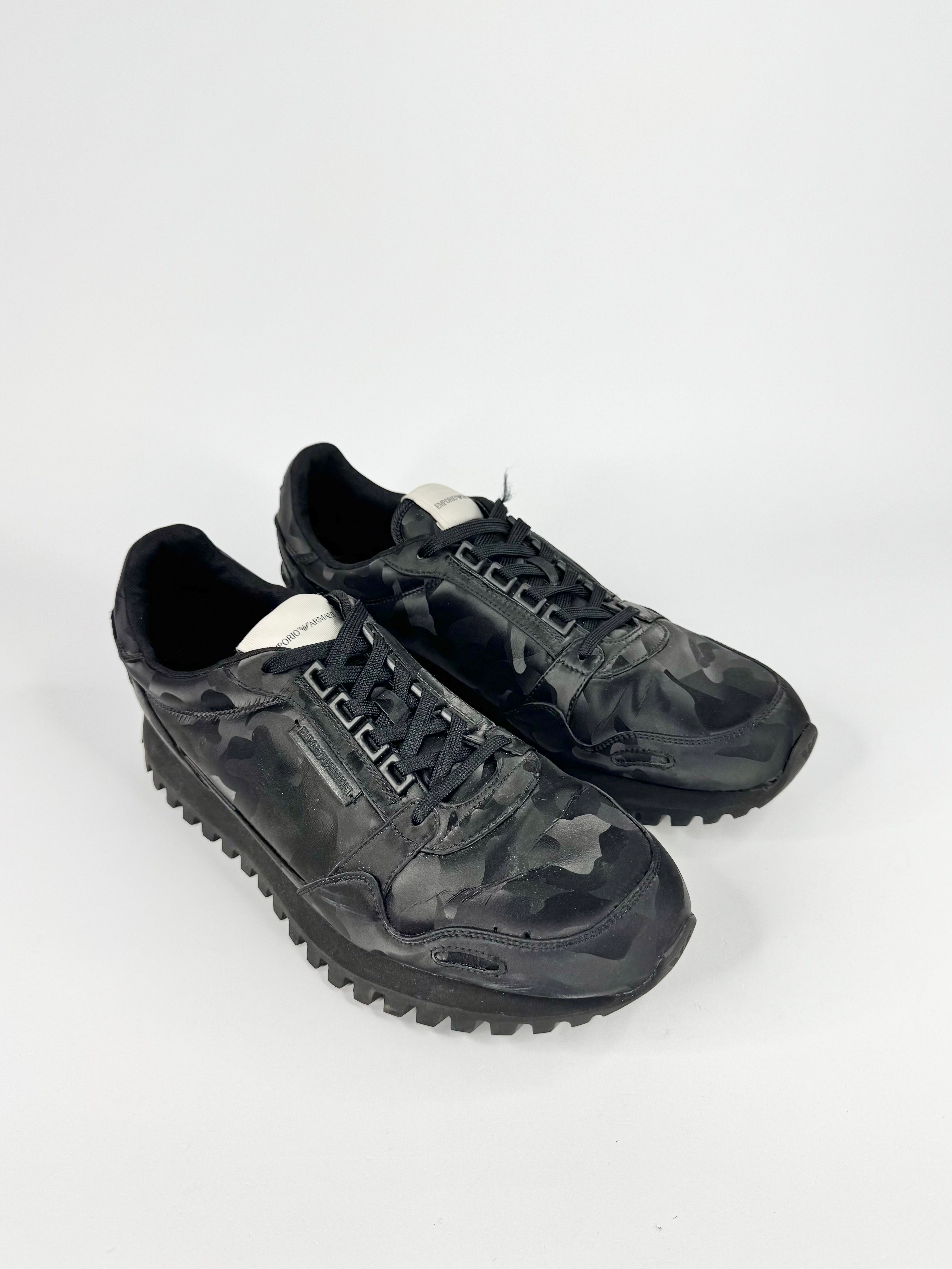 Emporio Armani Black Camo Pattern Sneakers - EU45