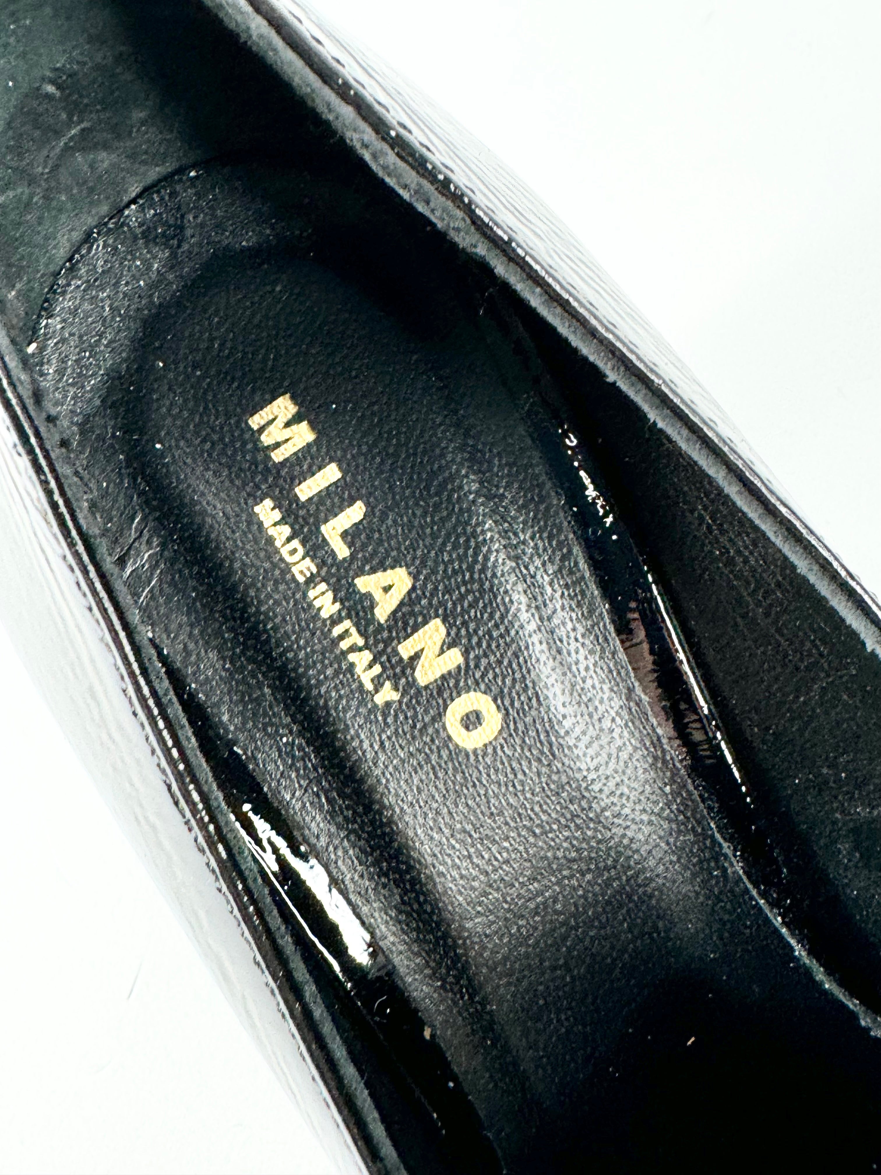 Milano Black Patent Leather Heeled Loafers - EU37.5