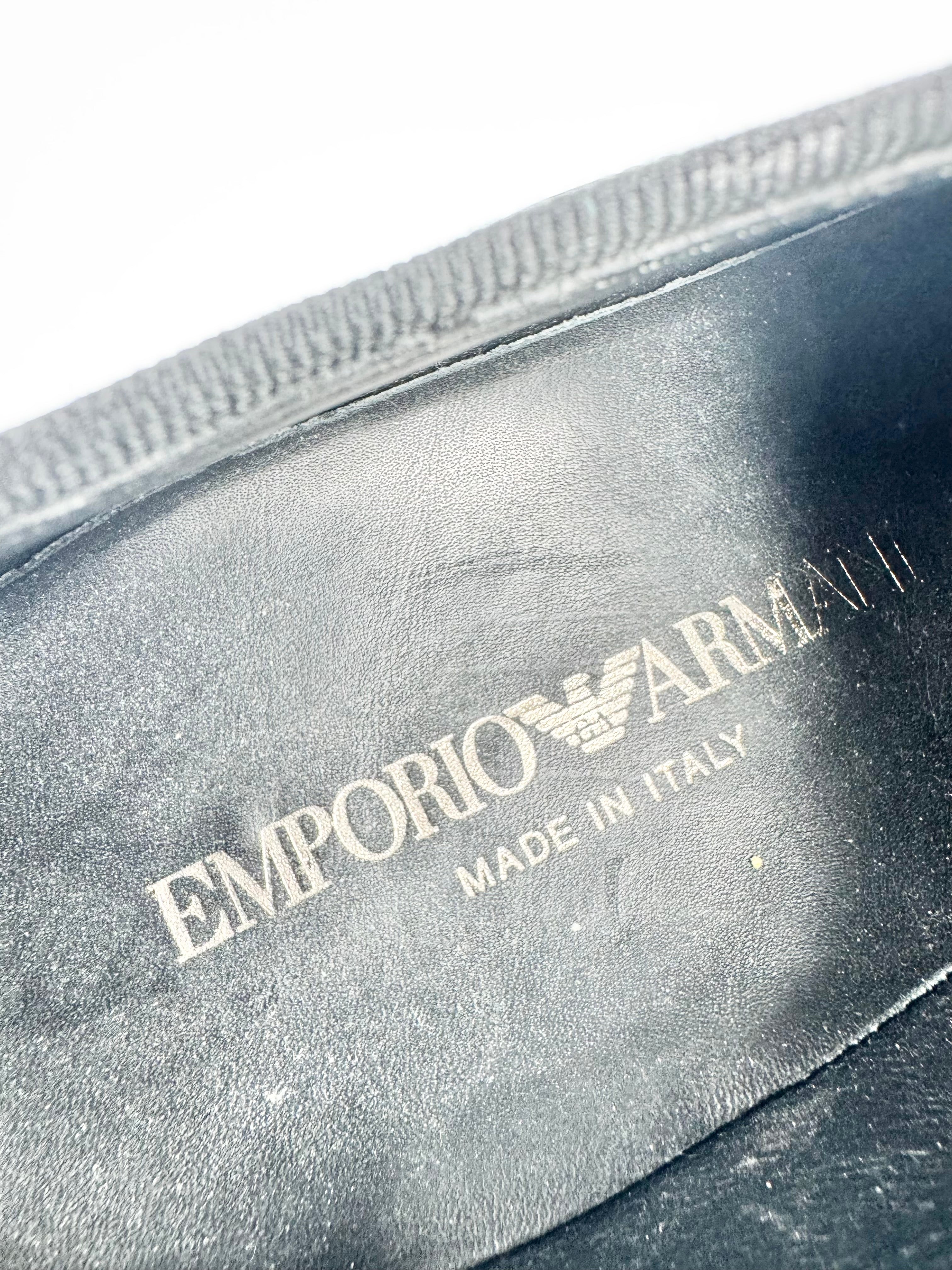 Emporio Armani Black Brogue Pattern Shoes - EU43.5