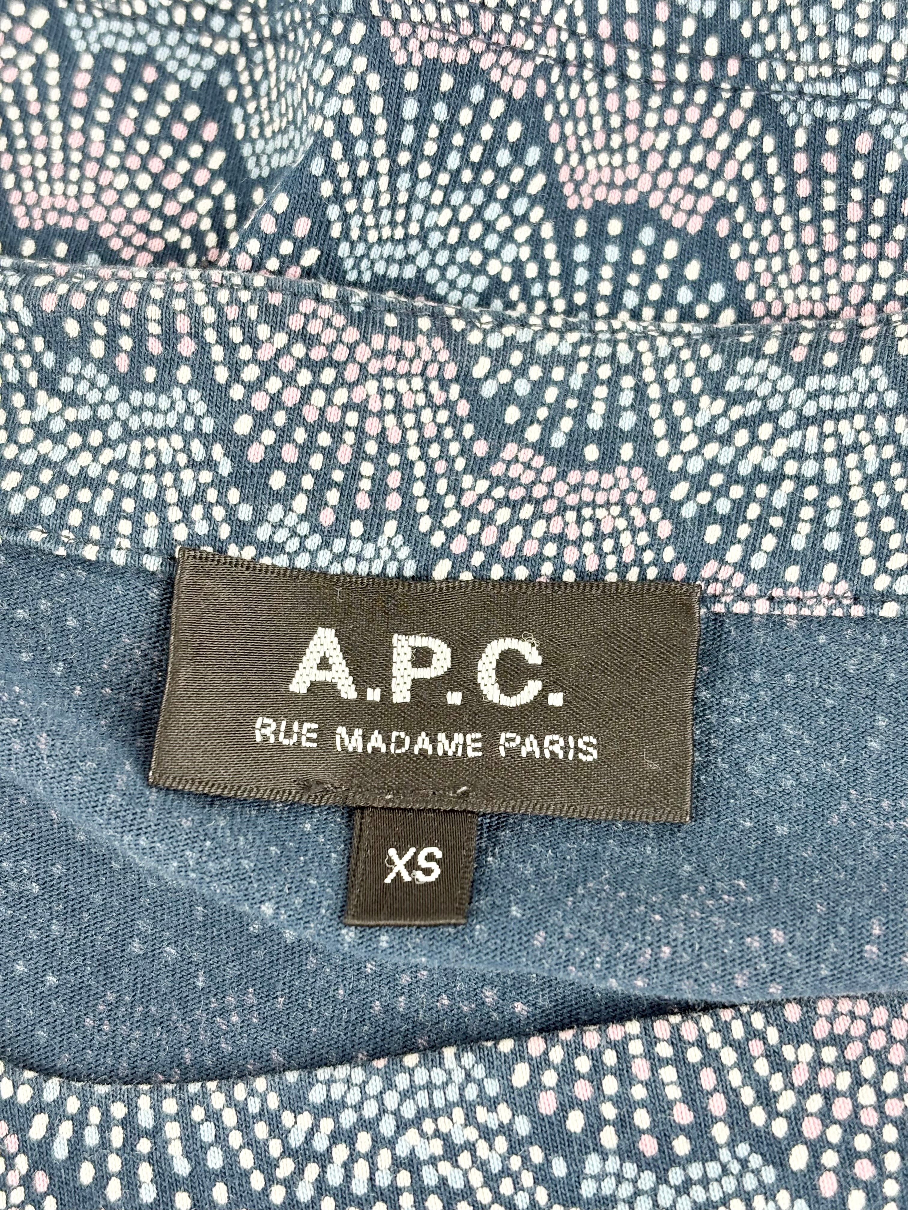A.P.C. Rue Madame Paris Navy Blue Micro-Pattern Top - AU6/8