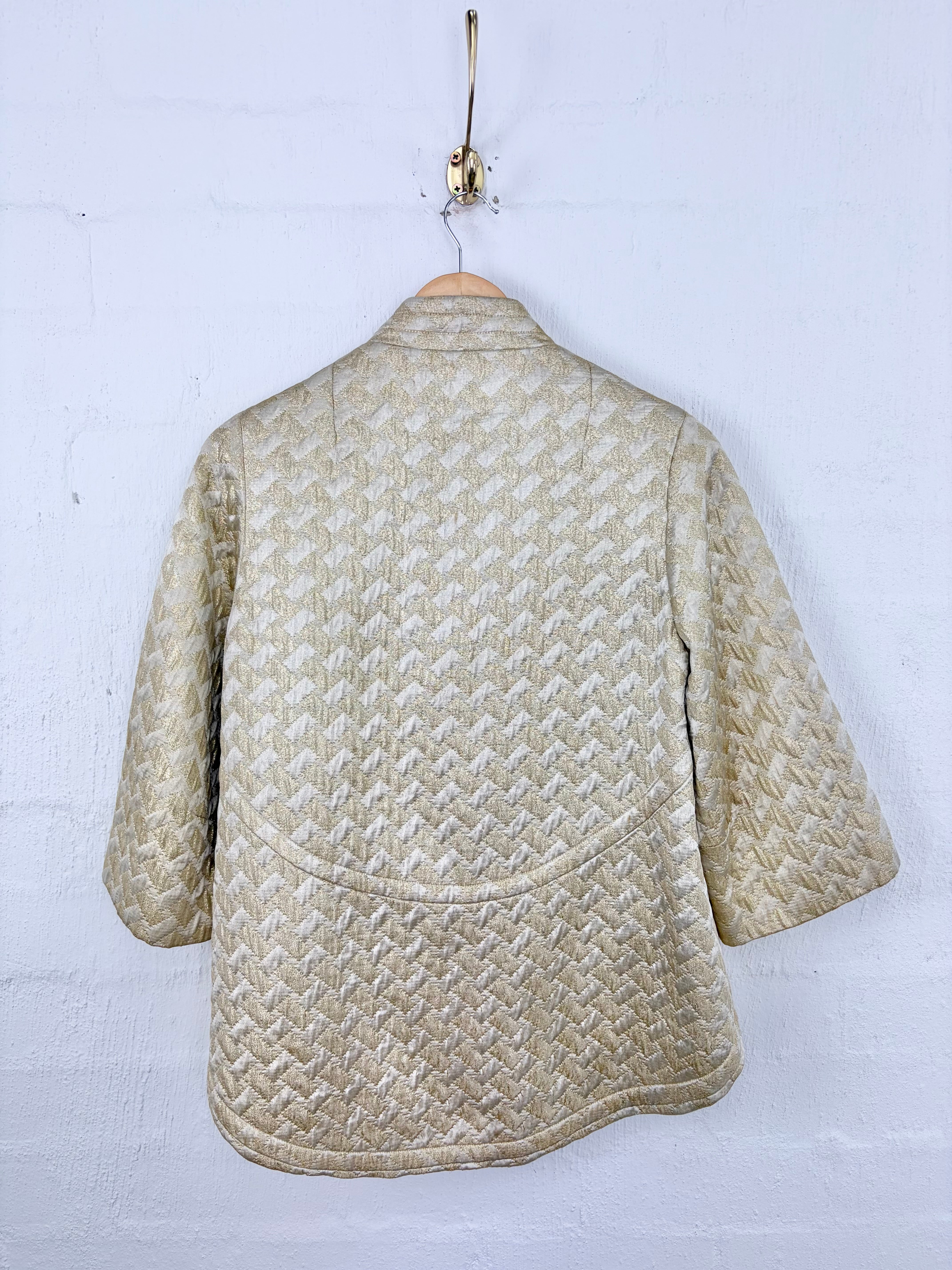 Vintage Leon Cutler Metallic Gold Quilted Crop Fit Jacket - AU10/12