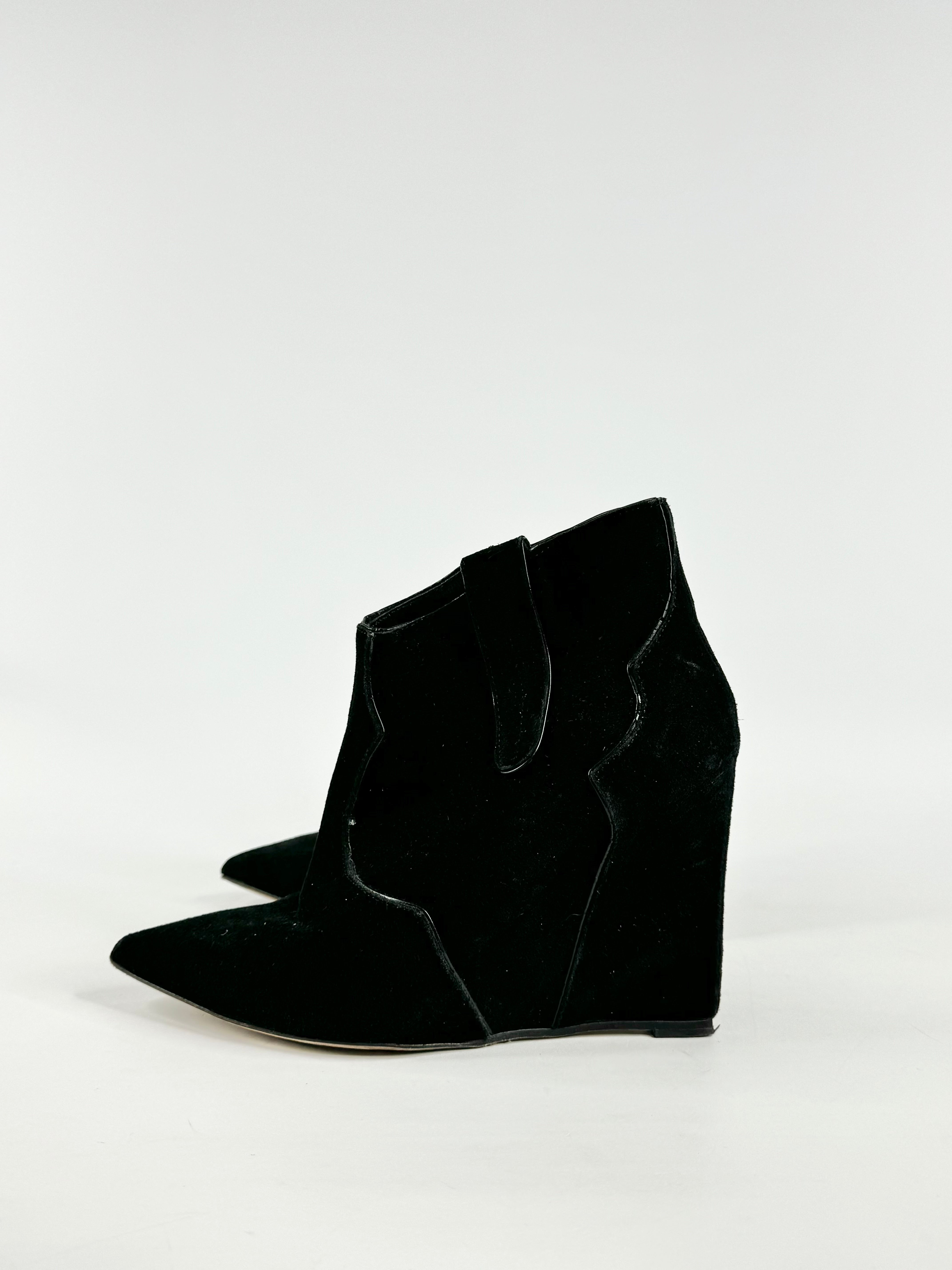 Bianca Buccheri Black Suede Wedge Boots - EU40