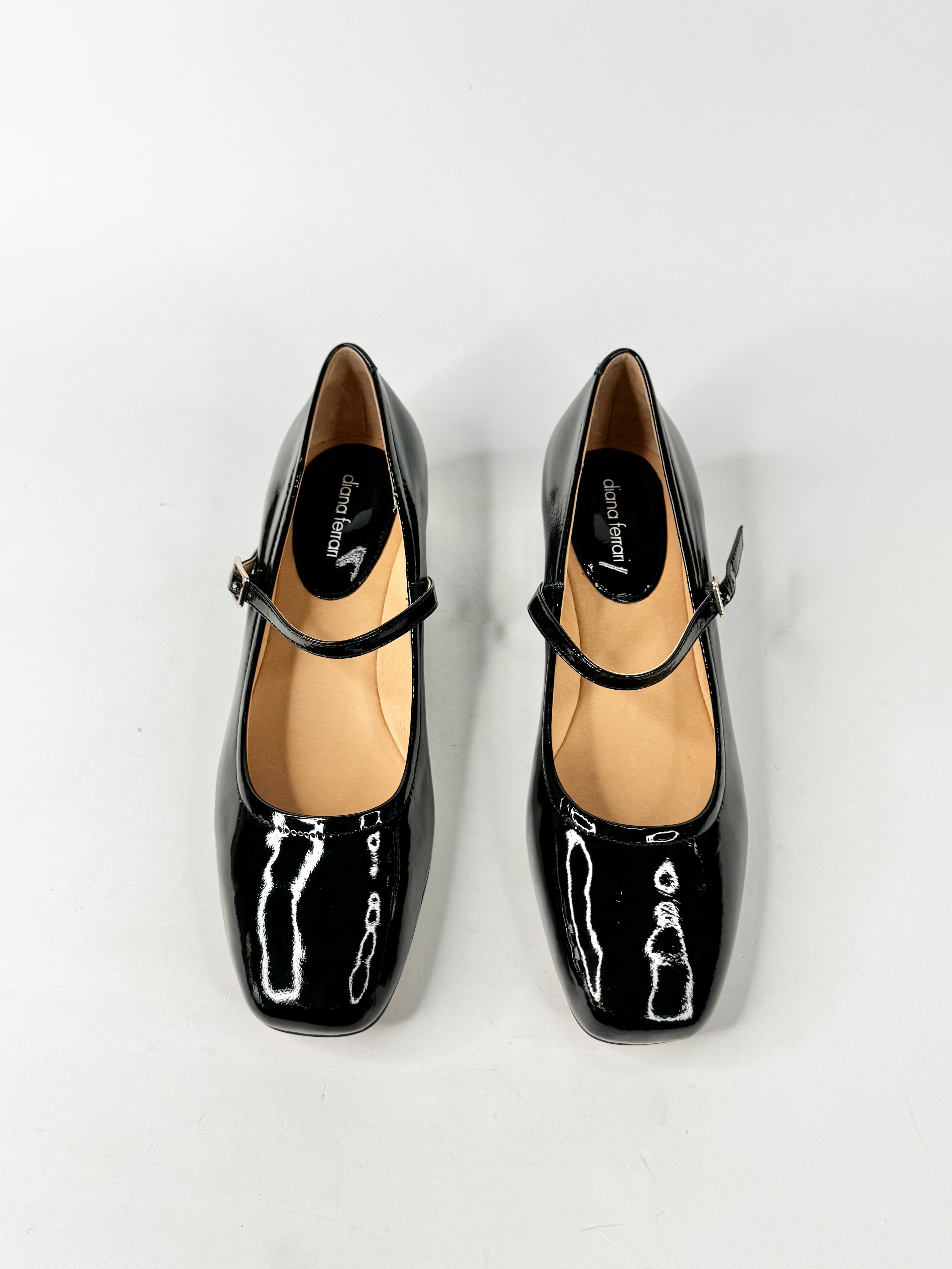 MFW Diana Ferrari Islah Black Leather Mary Jane Heels - EU41