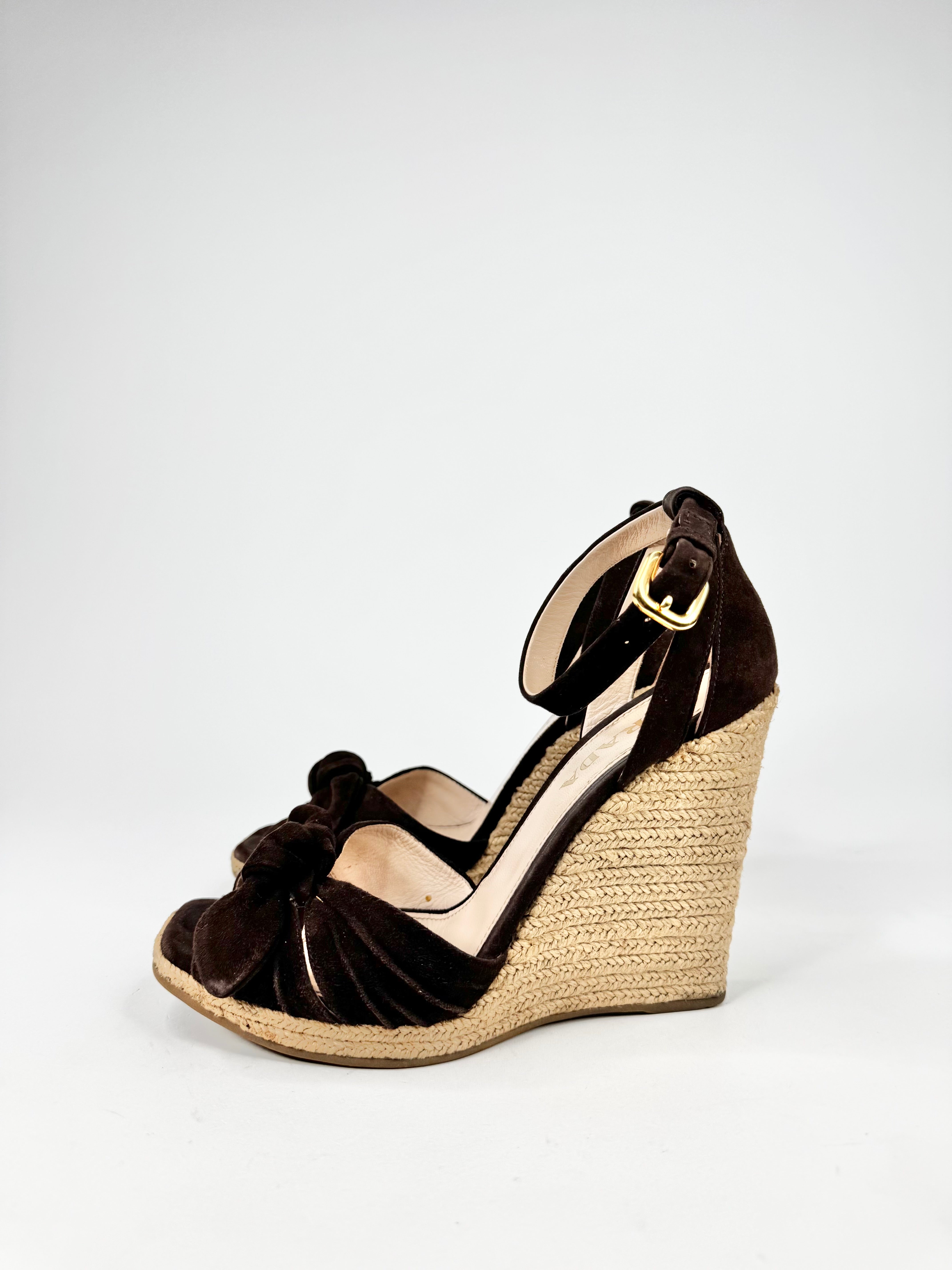 Prada 'Calzature Donna' Deep Brown Espadrilles - EU37.5