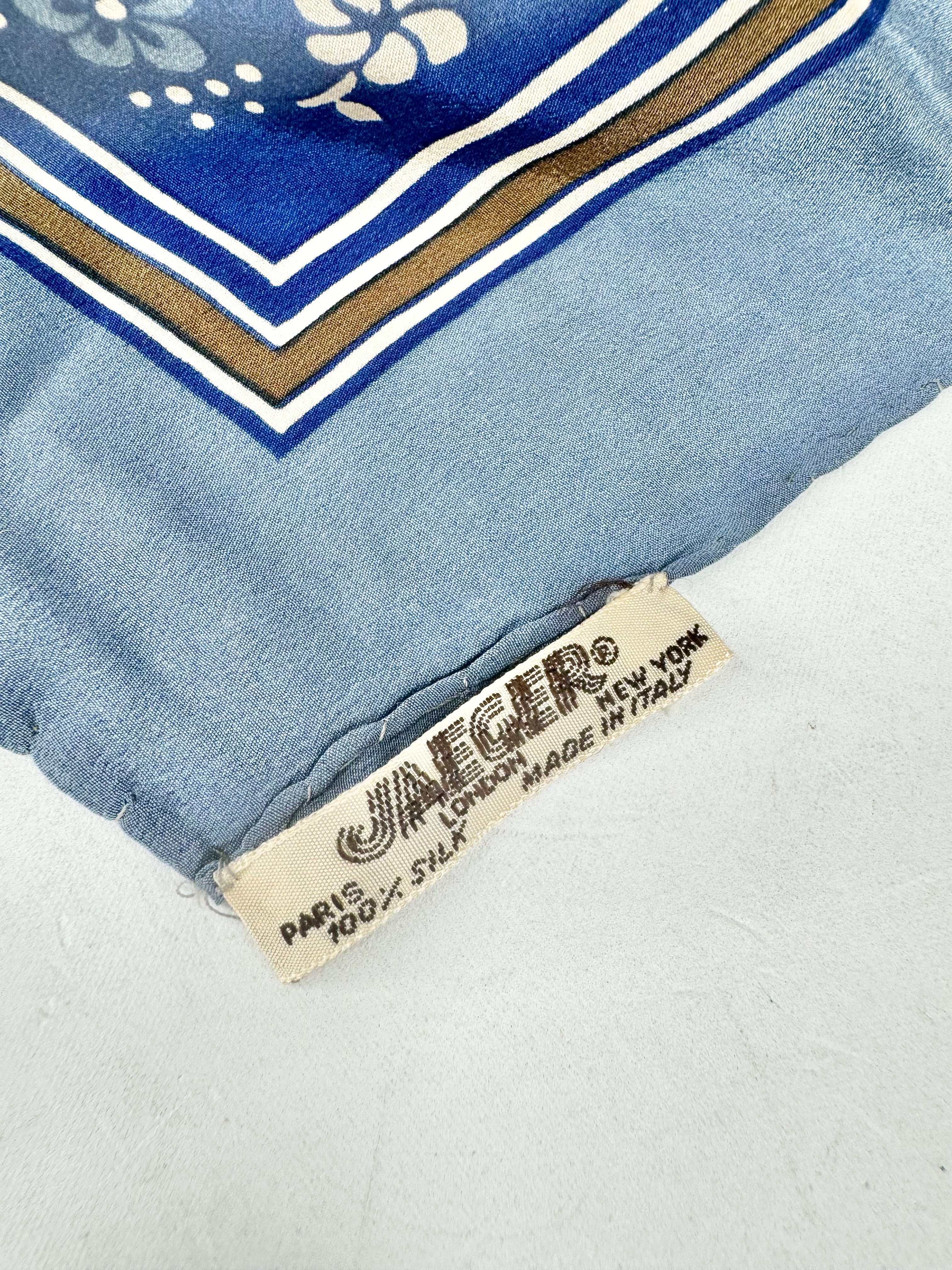 Jaeger London Blue Floral Silk Scarf