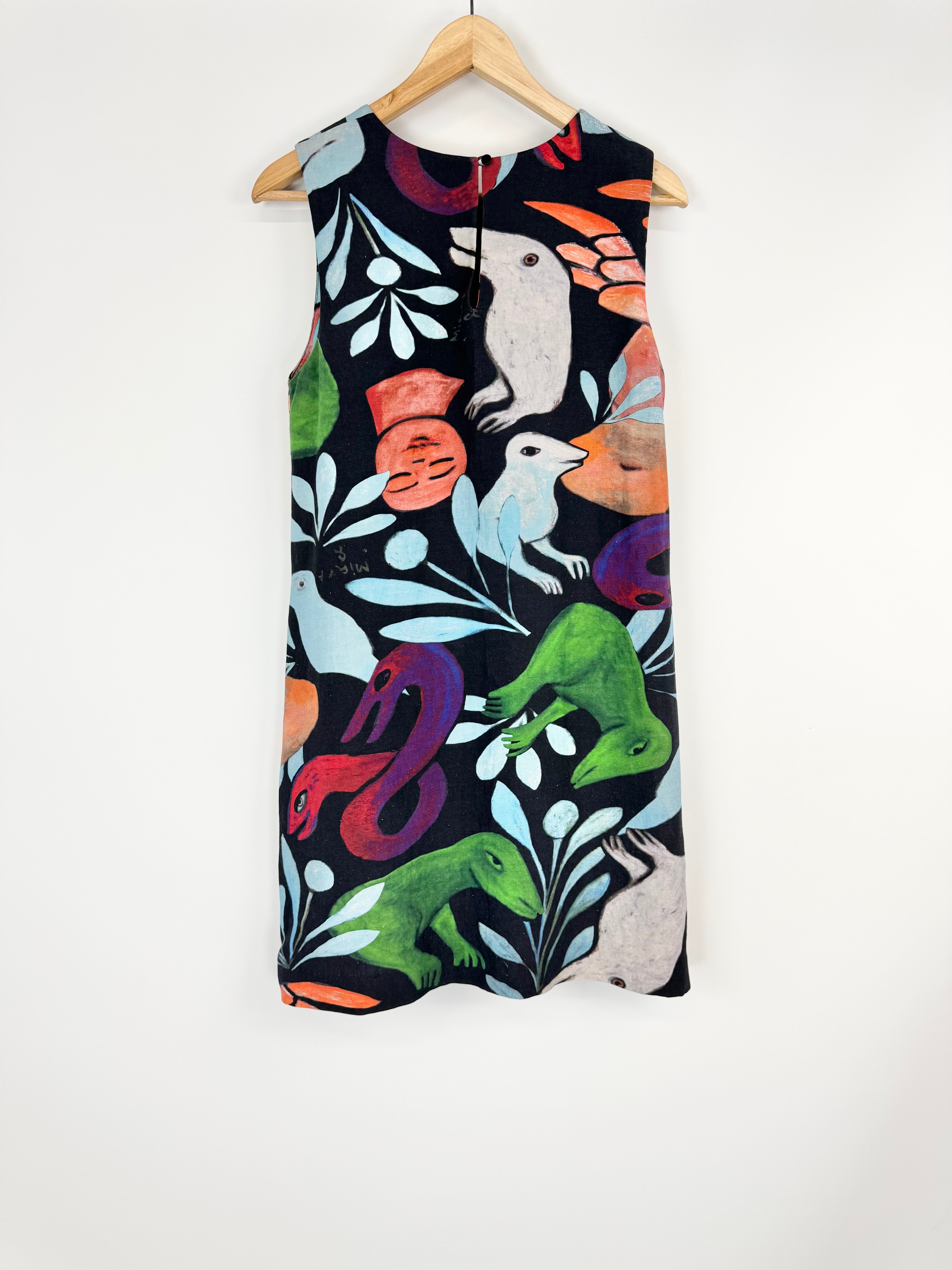 Gorman x Mirka 'Dreaming' Black Silk & Linen Shift Dress - AU10