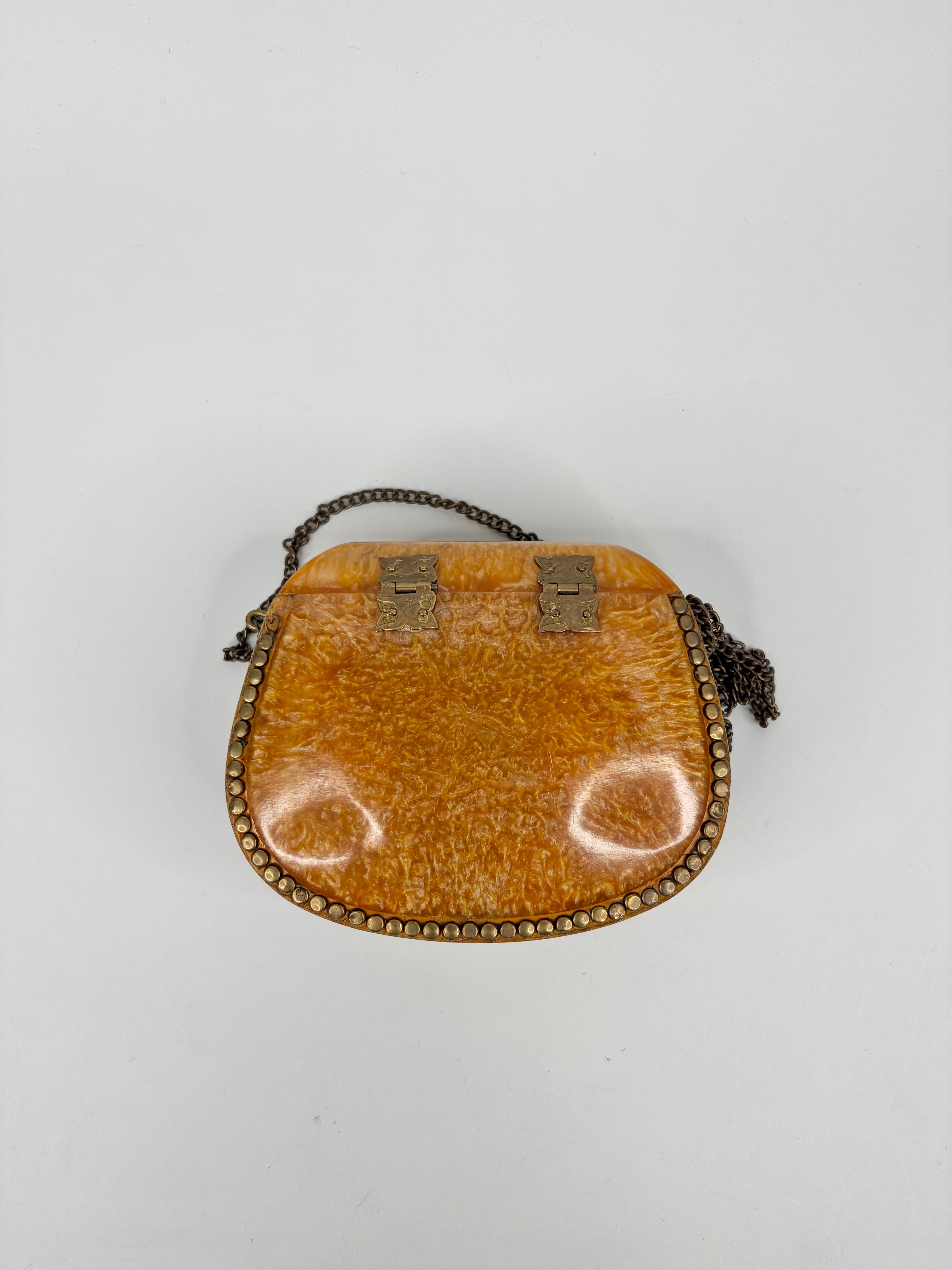 Vintage Amber Lucite Cross Body Purse