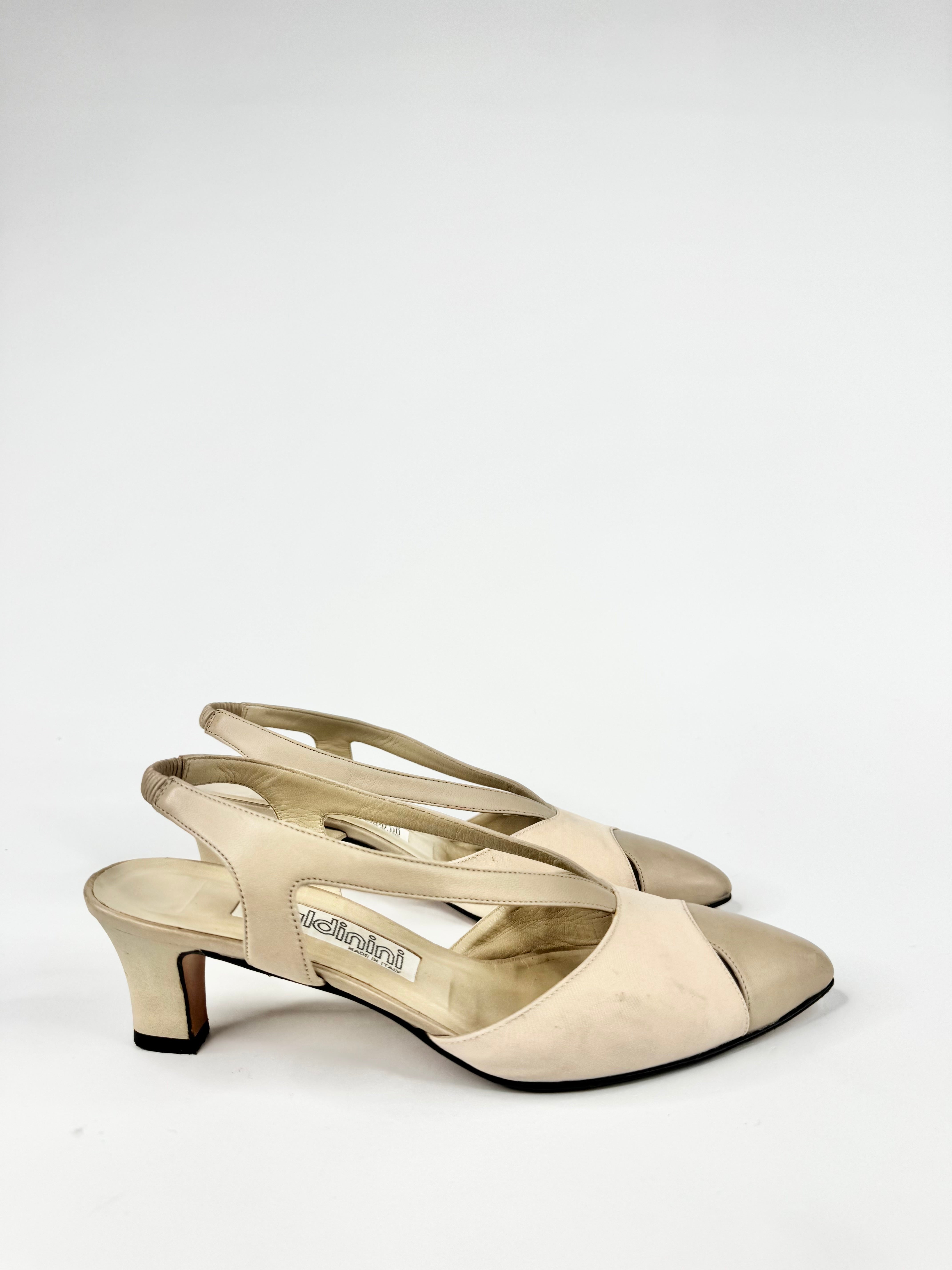 Vintage Baldinini Cream & Taupe Sling Backs - EU37