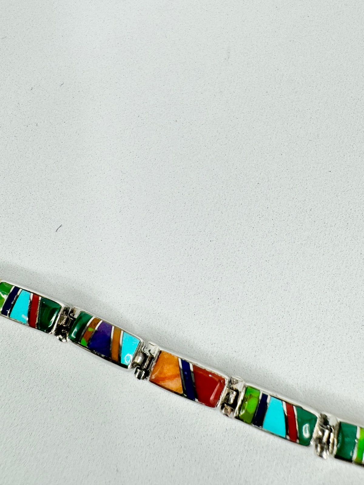 Vintage Silver Semi-Precious Gemstones & Opal Bracelet