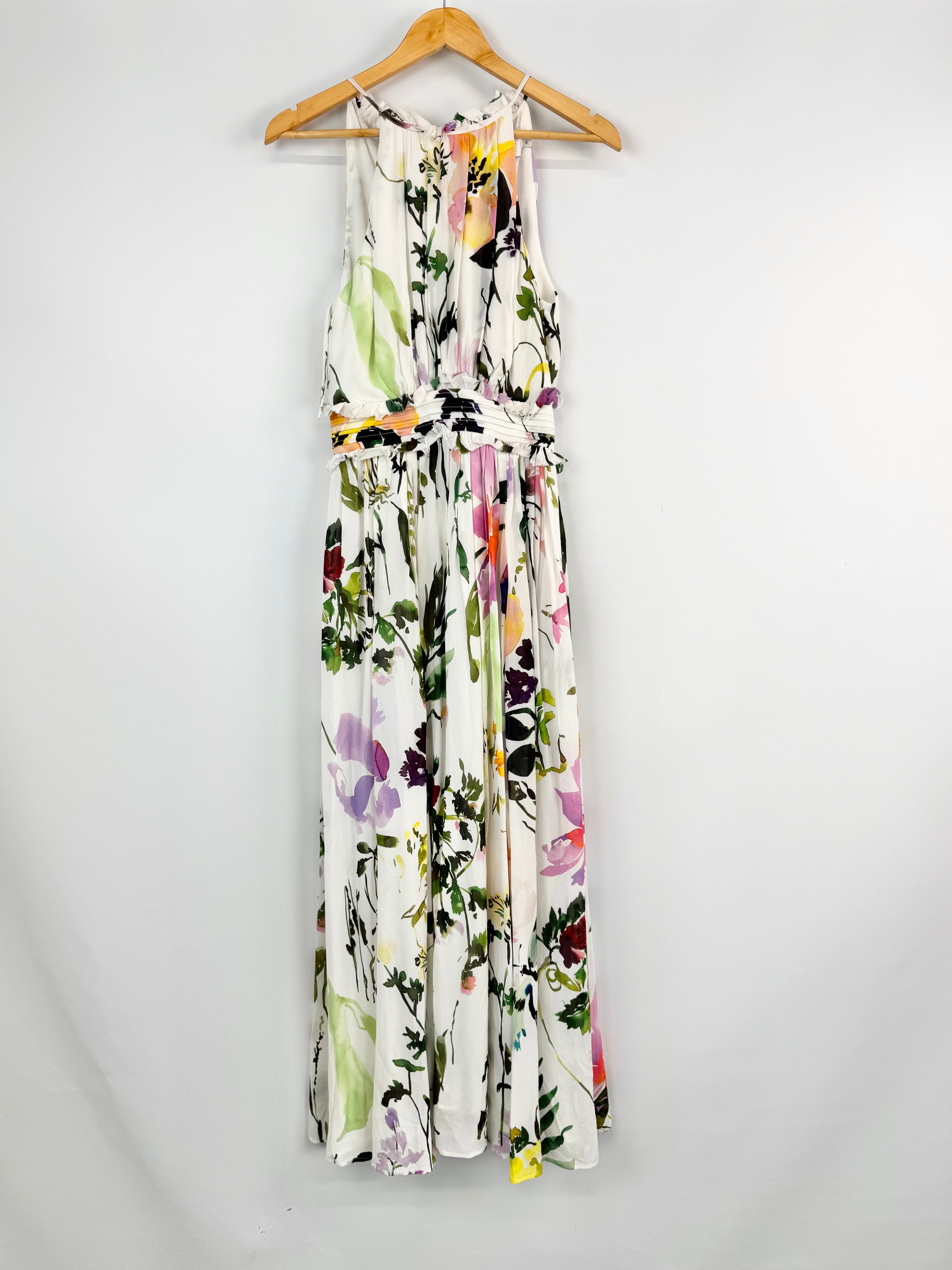 Aje White Crepe Floral Maxi Dress - AU6
