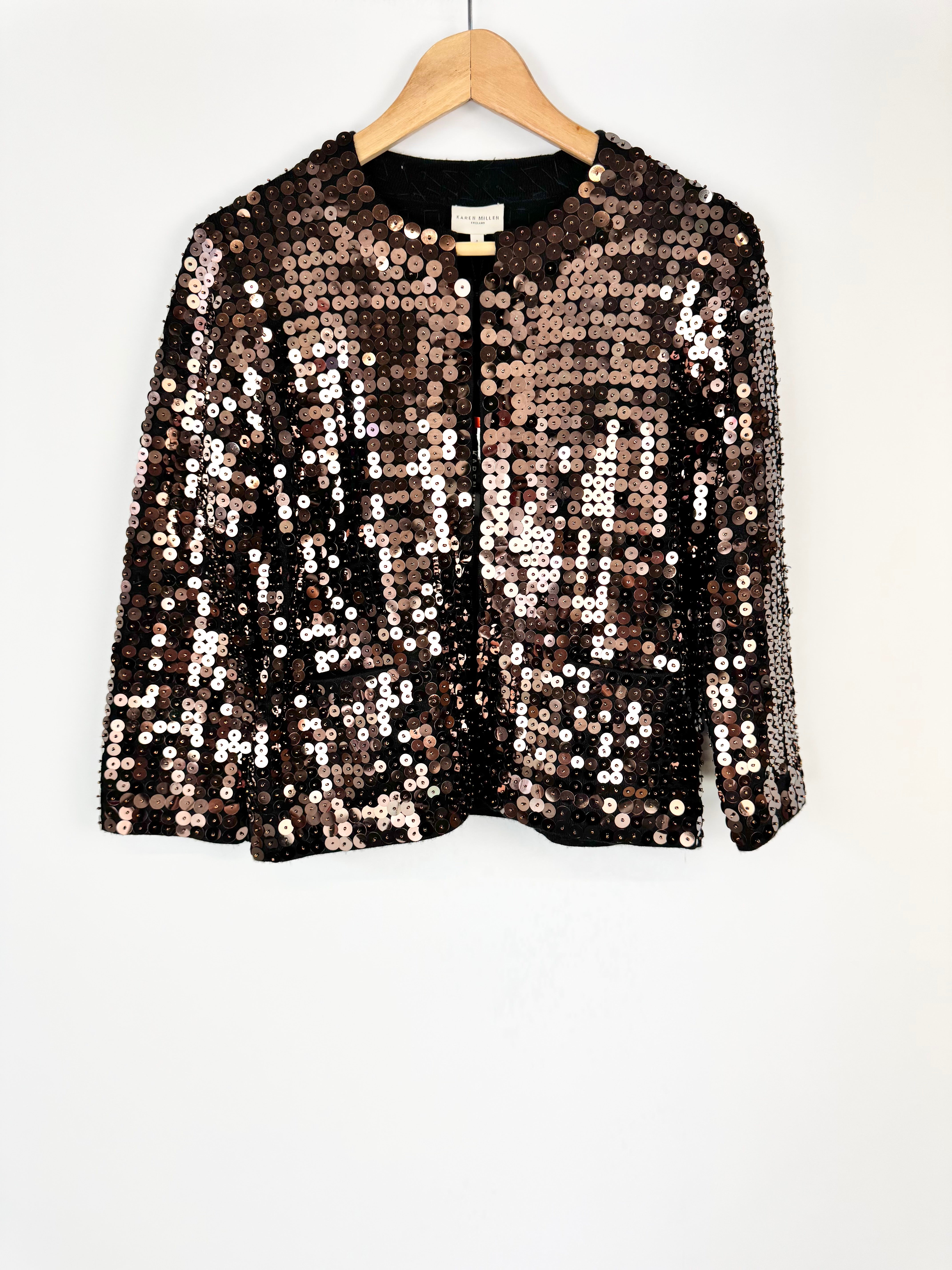Karen Millen Bronze Sequin Cardigan - AU4