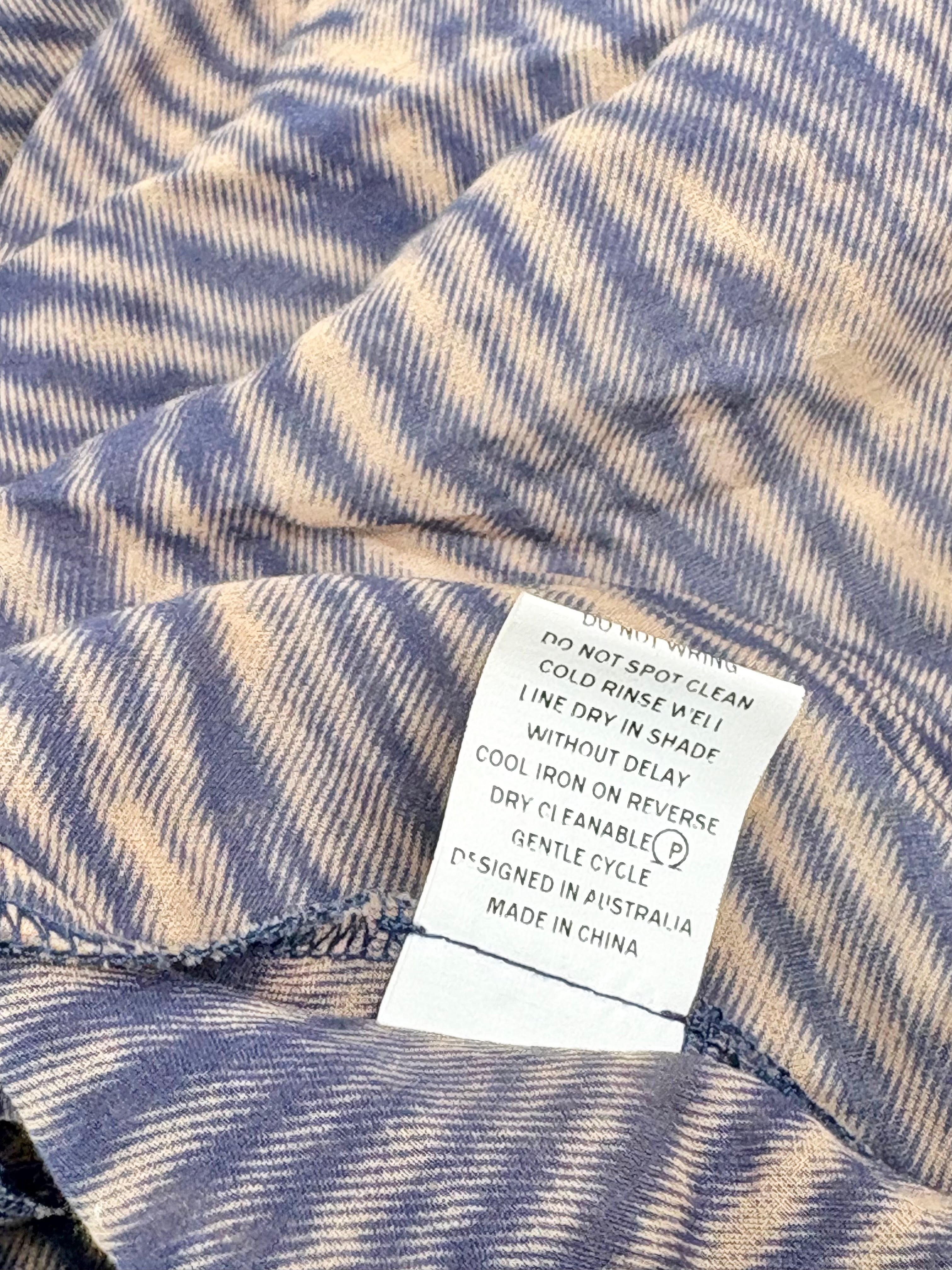 Zimmermann Navy & Blush Sheer Zebra-Print Cape - AU6/8
