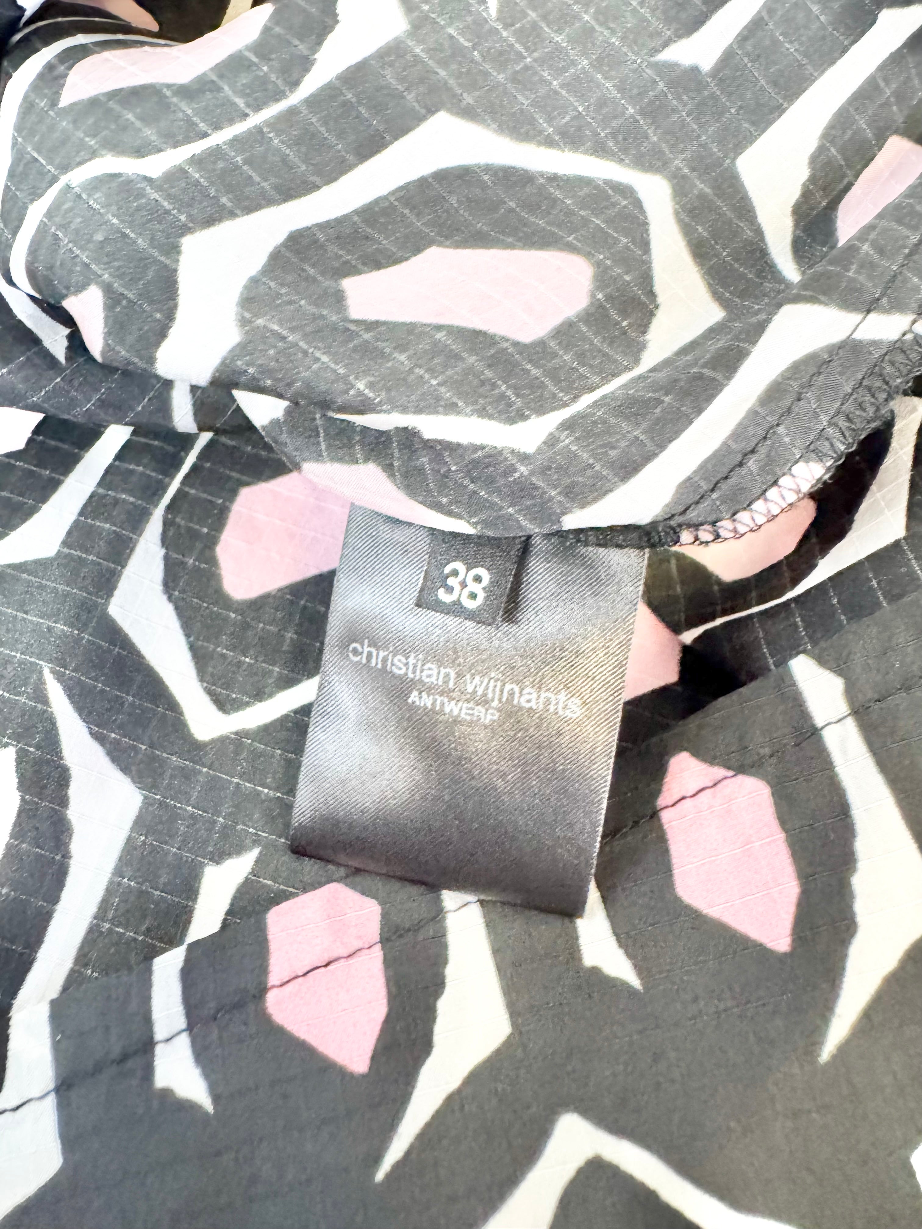 Christian Wijnants Geometric Pattern Silk Blend Gathered Dress - AU8/10