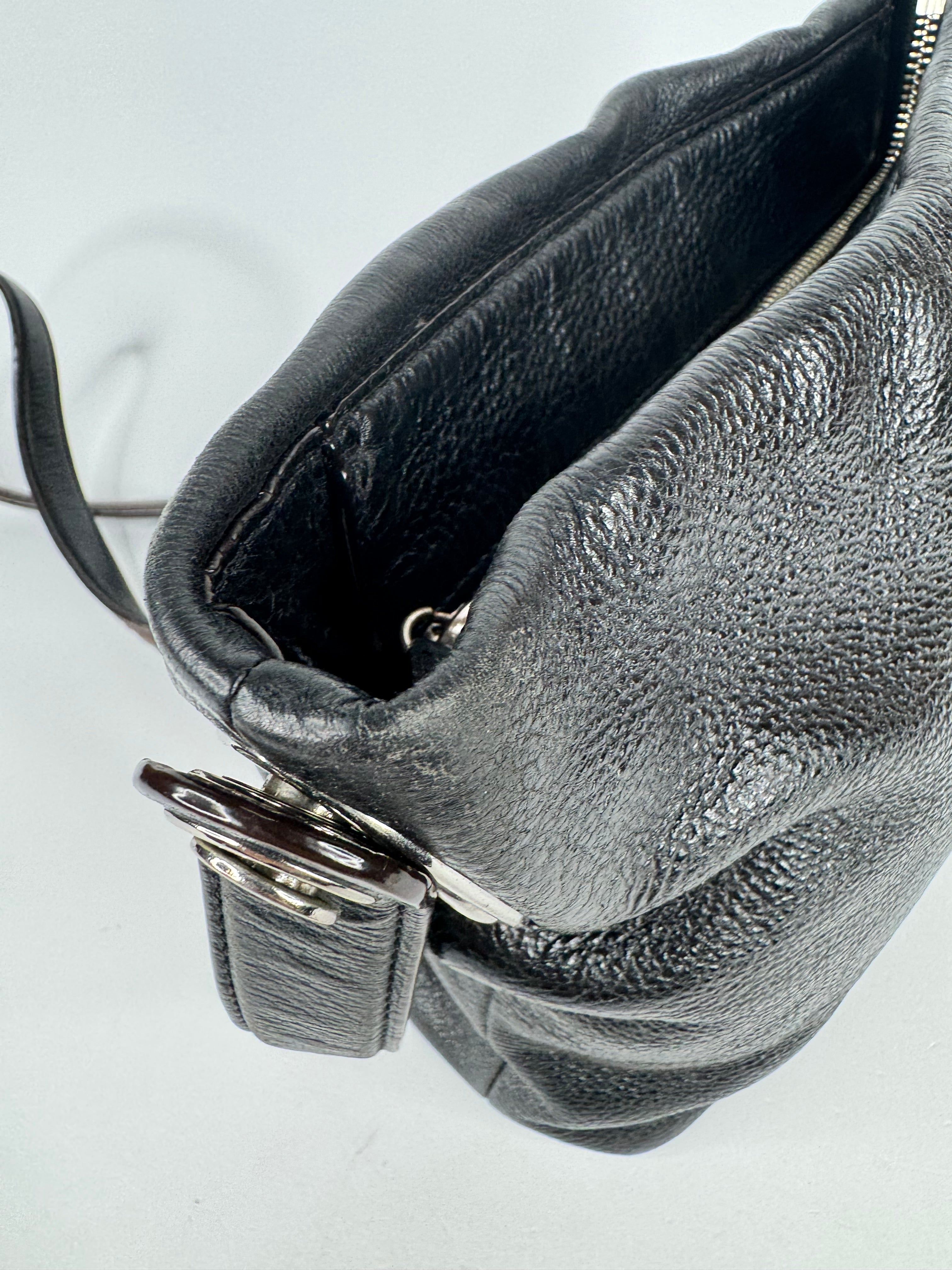 Oroton Black Leather Cross Body Bag