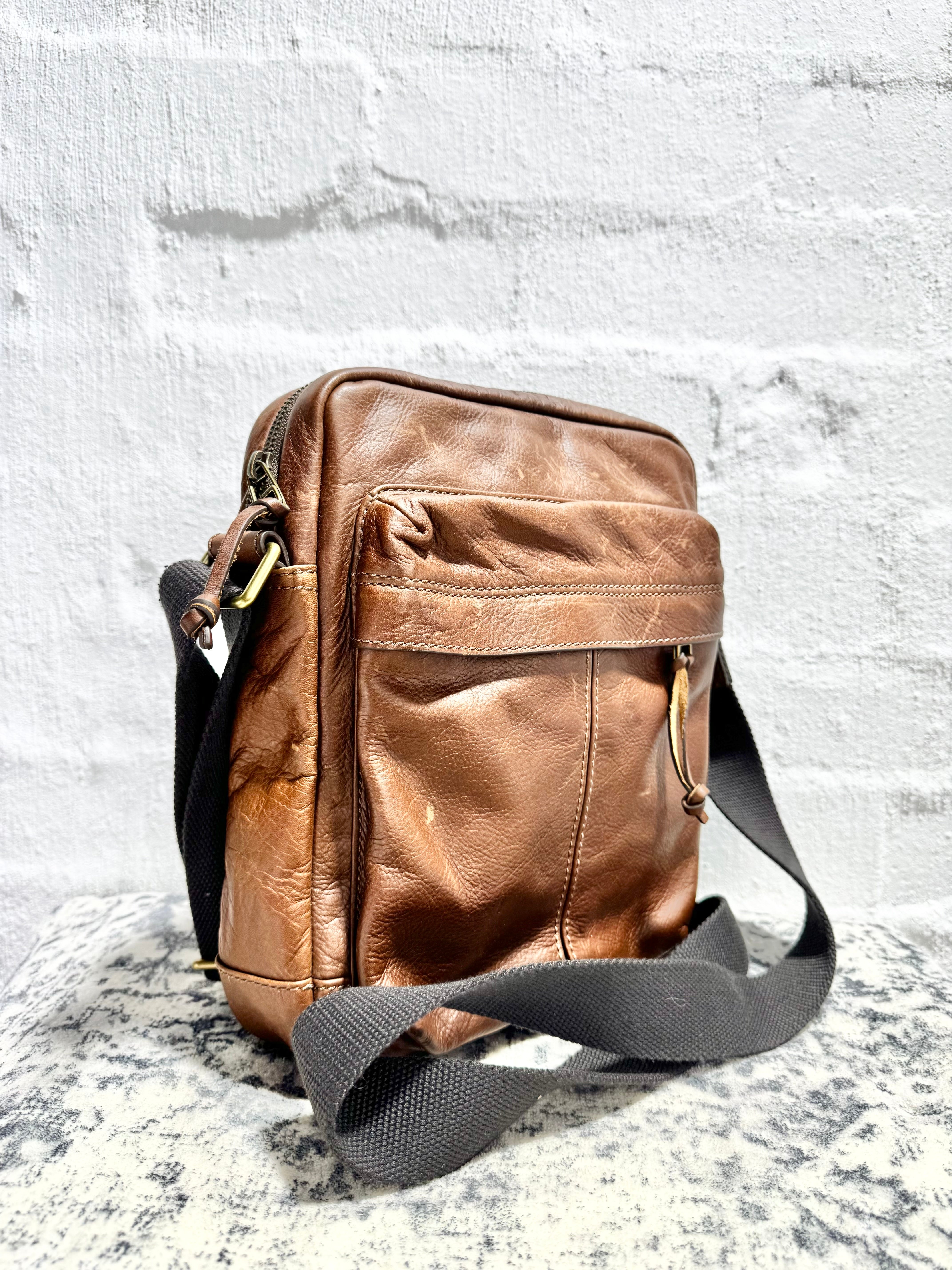Fossil Chocolate Brown Cross Body Leather Bag