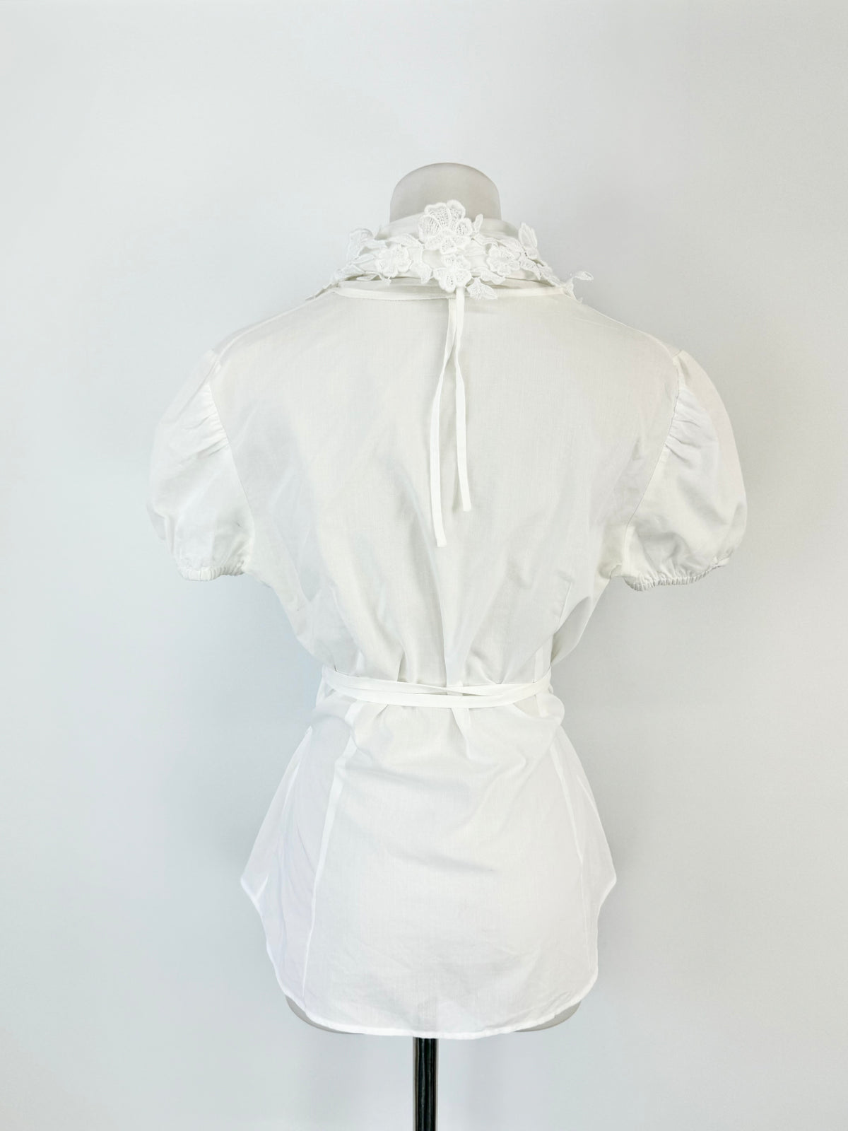 Vintage White Short Sleeve White Blouse - AU8