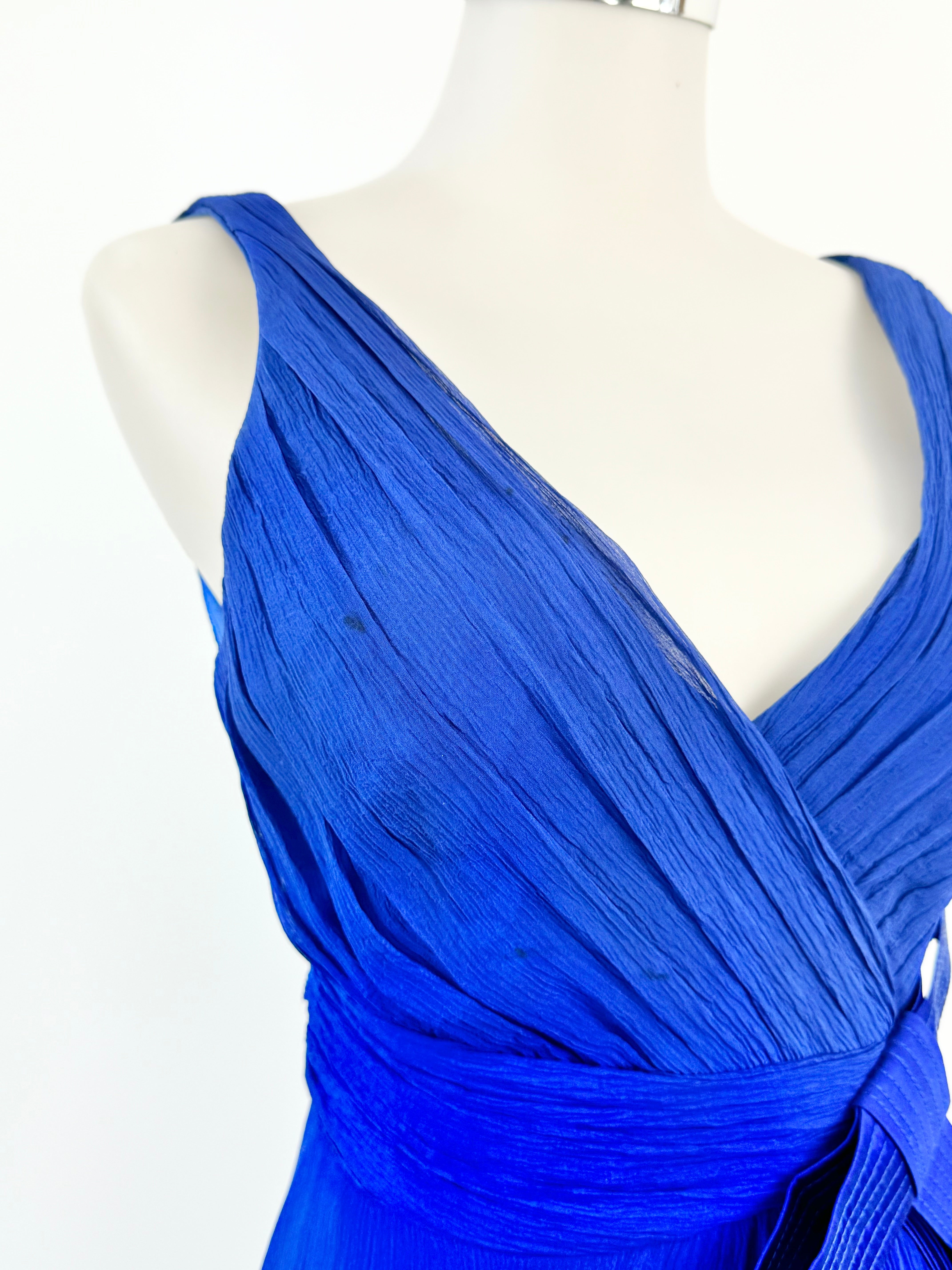 Mabel Magalhaes French Blue Chiffon Silk Midi Dress - AU8