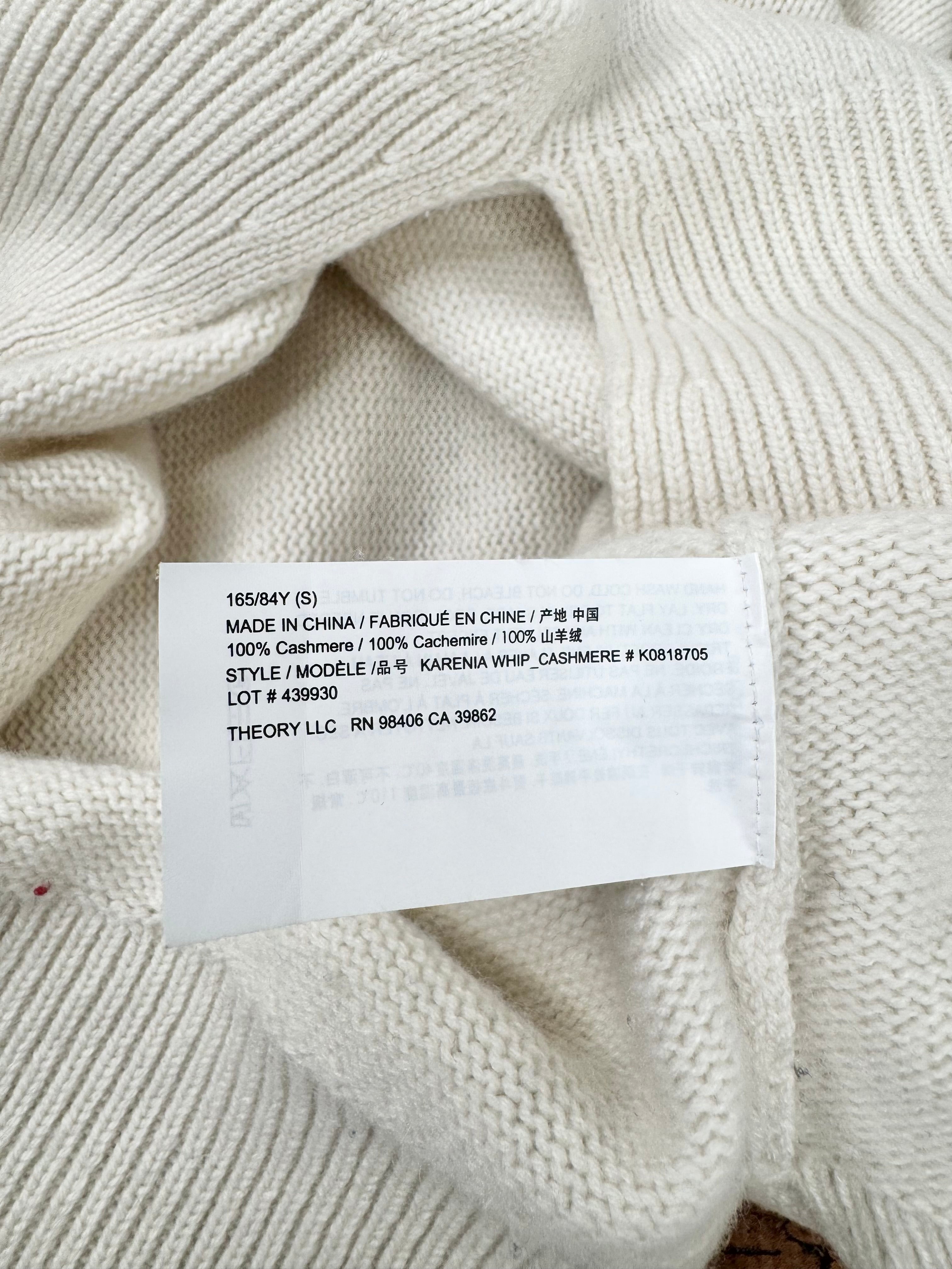 Theory Pale Cream Cashmere Whipstitch Sweater - AU8/10