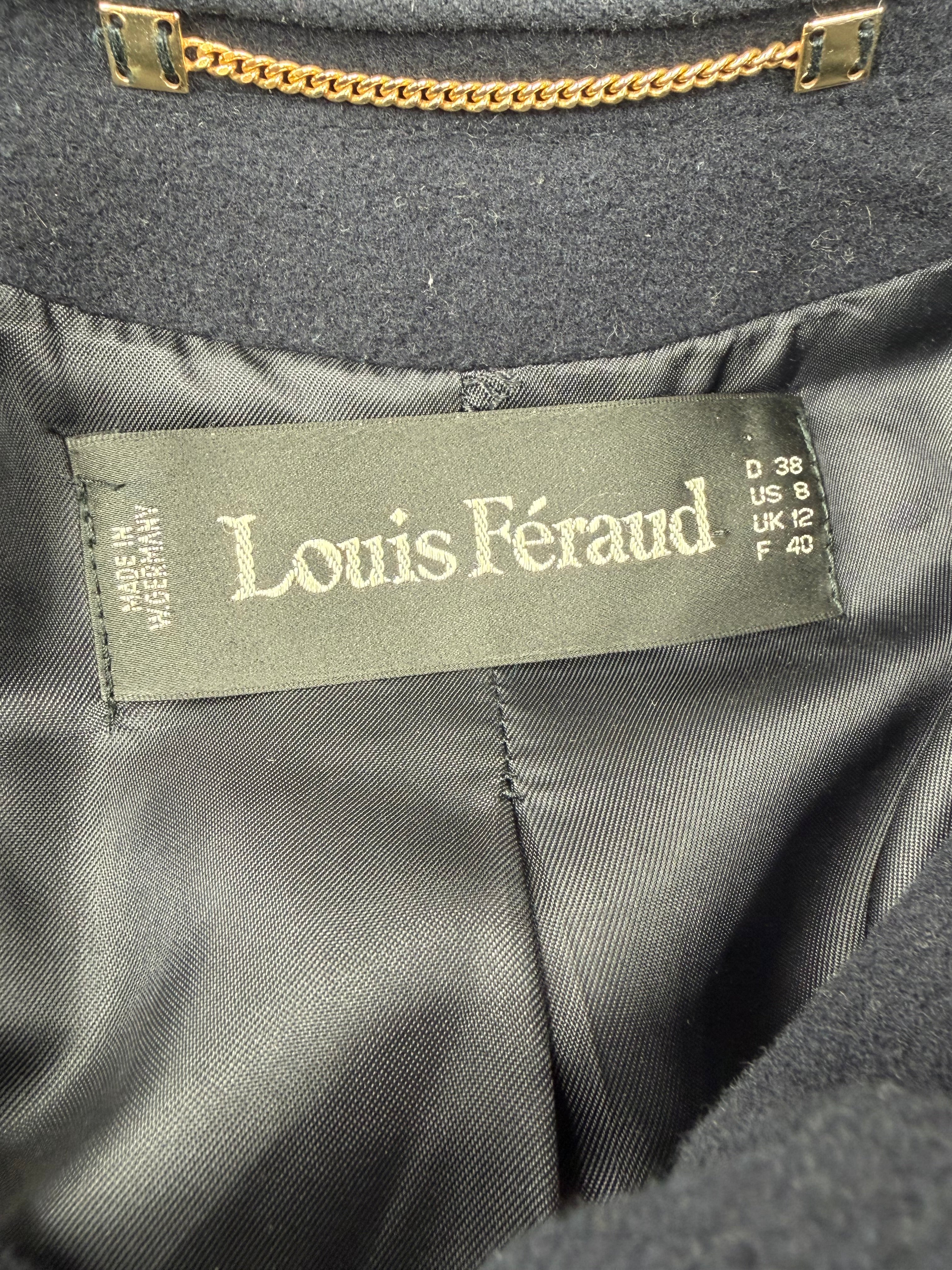 Vintage Louis Feraud Navy Wool & Cashmere Swing Coat - AU12
