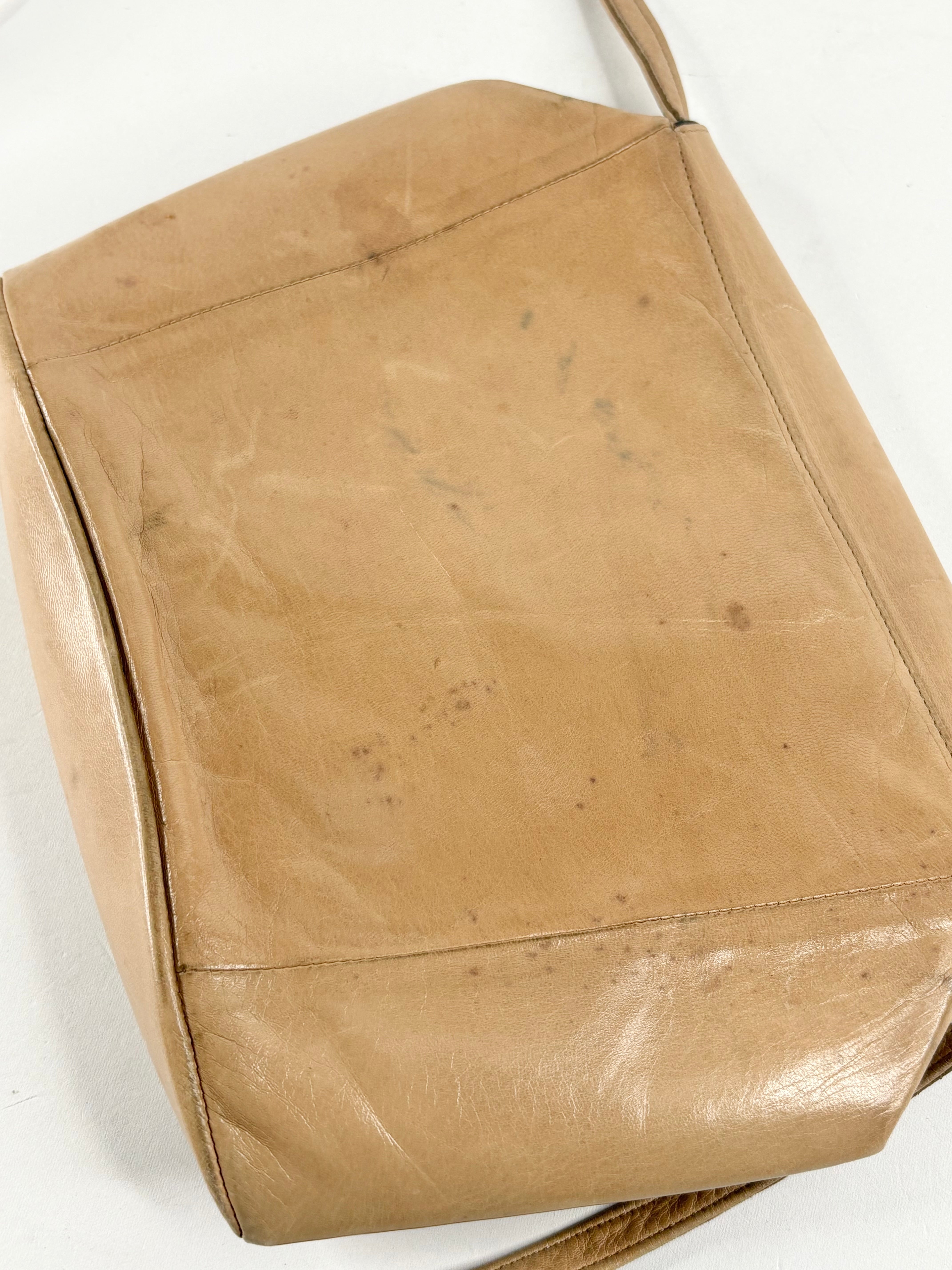 Charles Jourdan Beige Leather Mini Envelope Crossbody Bag