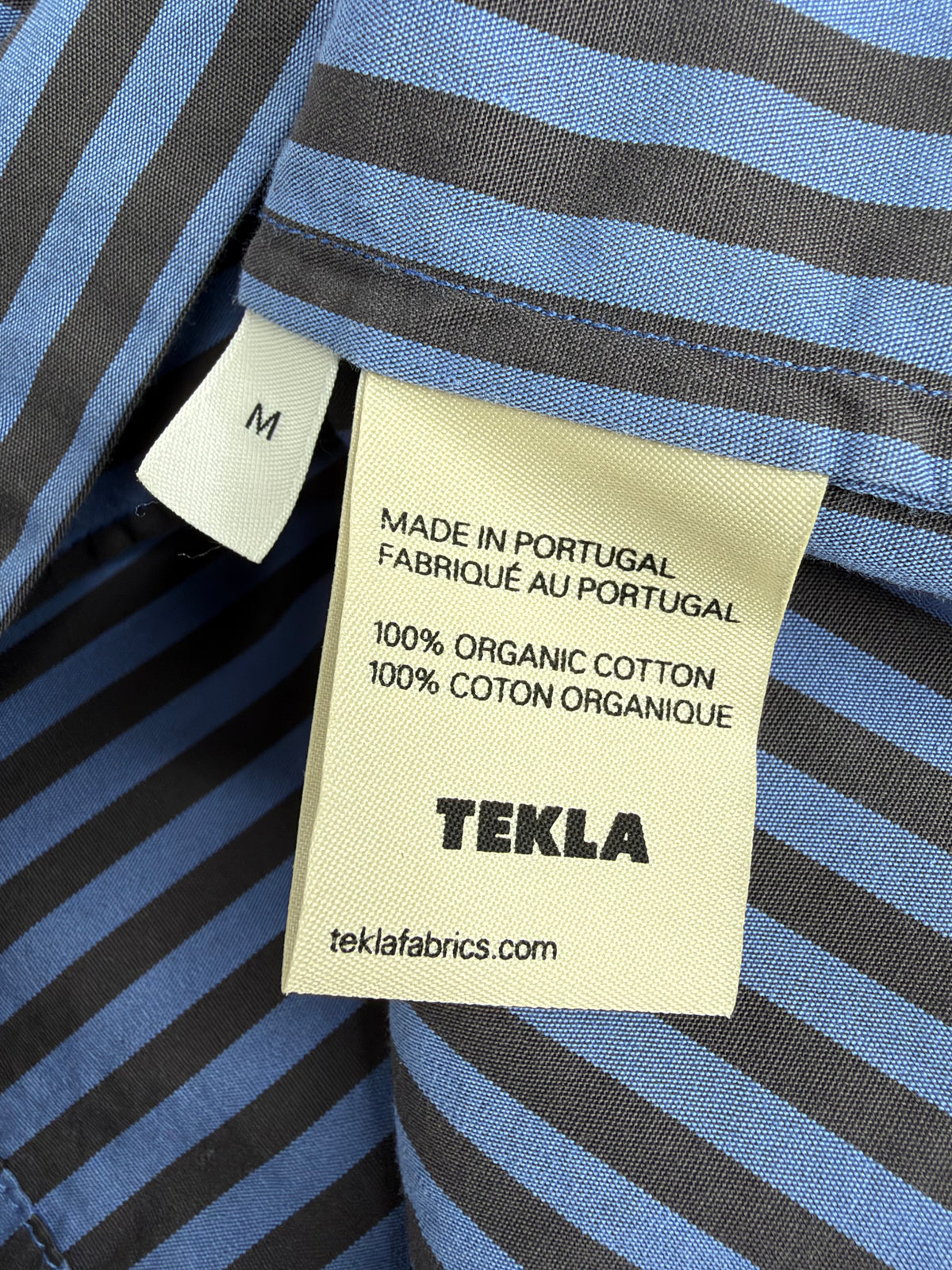 Tekla Blue & Brown Striped Organic Cotton Shirt - M