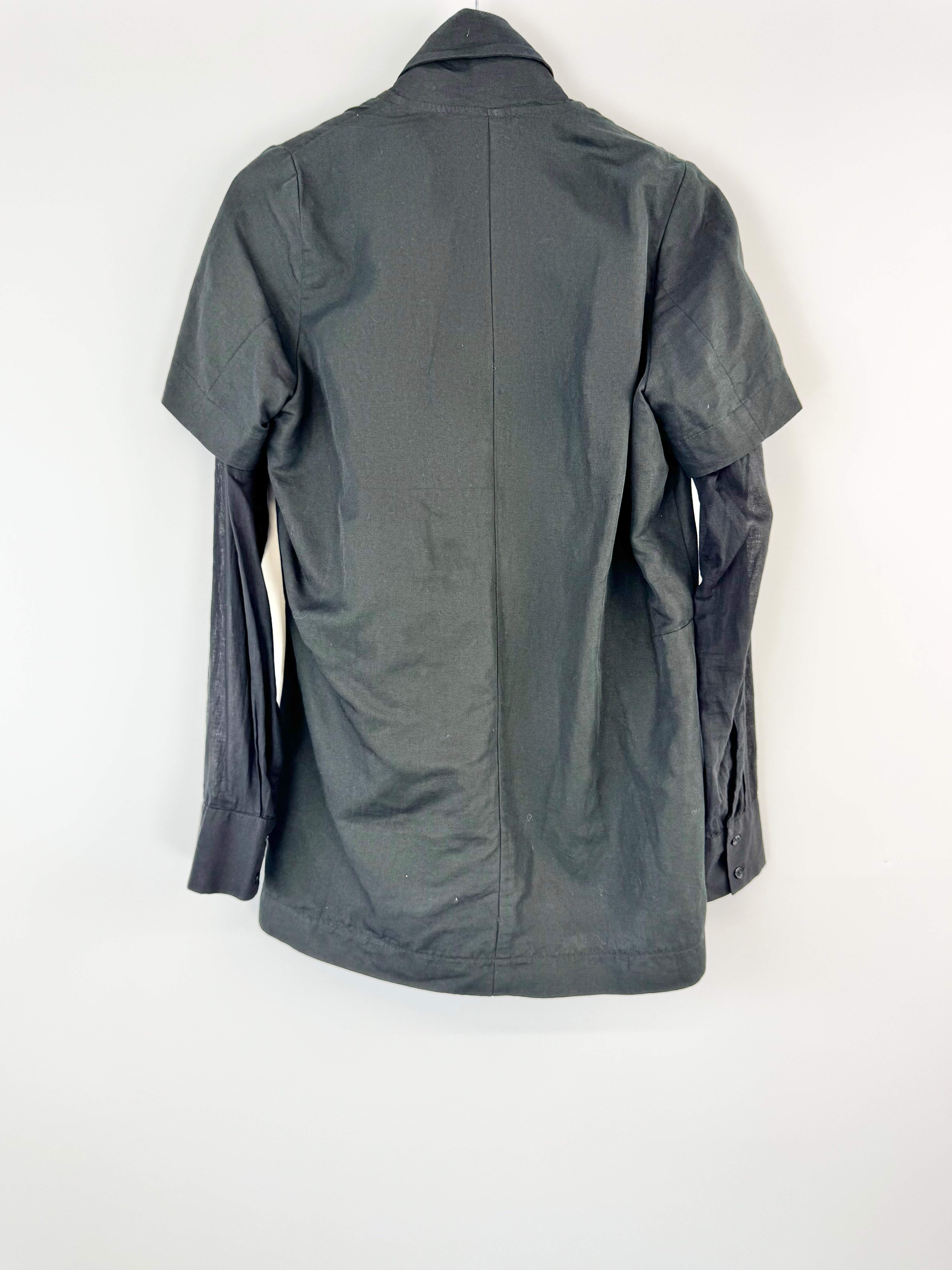Nom*d Black Linen & Cotton Blend Shirt Jacket - AU10