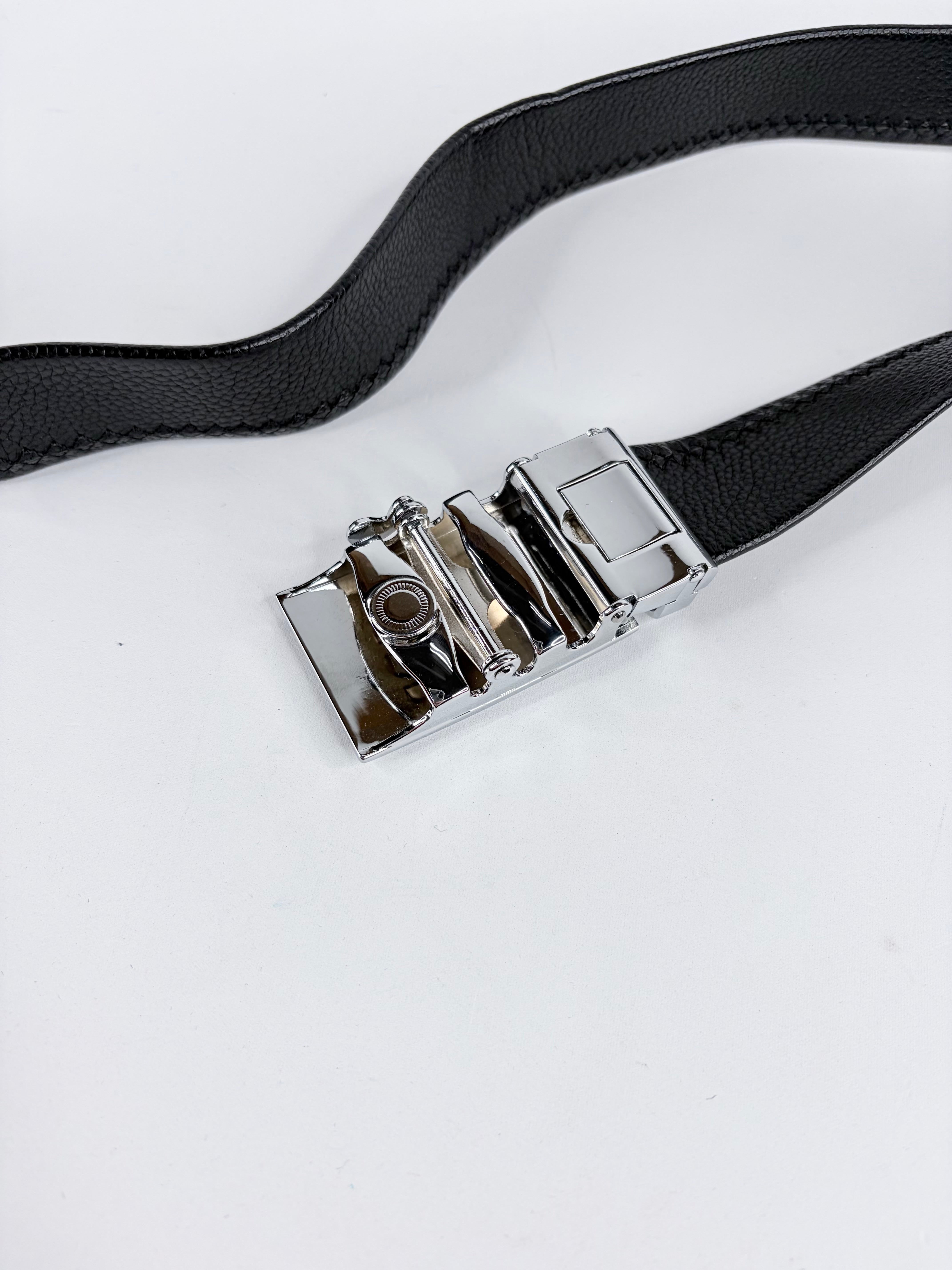 Montblanc Black Grained Black Leather Belt