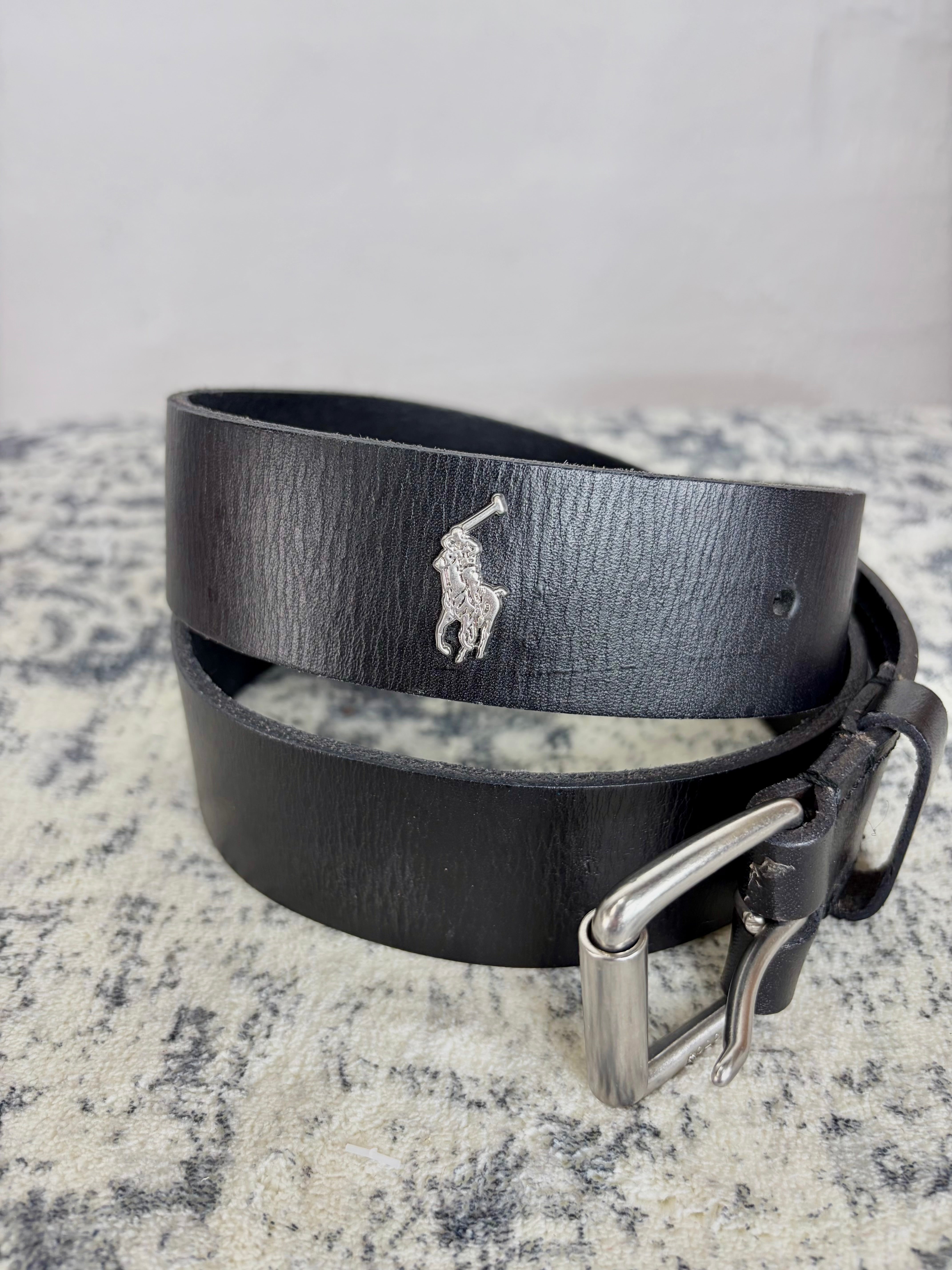 Polo by Ralph Lauren Black Leather Belt - 32