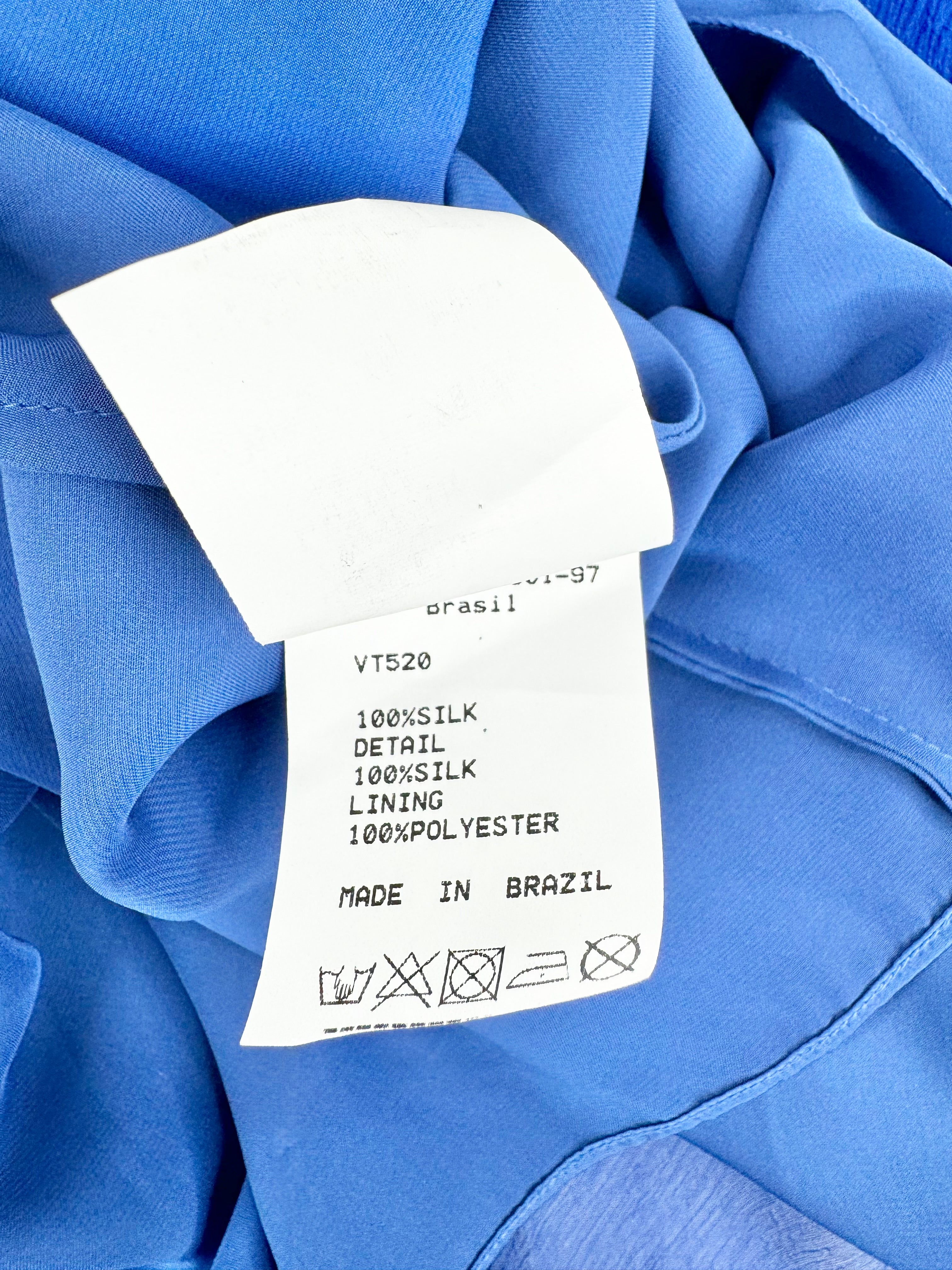 Mabel Magalhaes French Blue Chiffon Silk Midi Dress - AU8