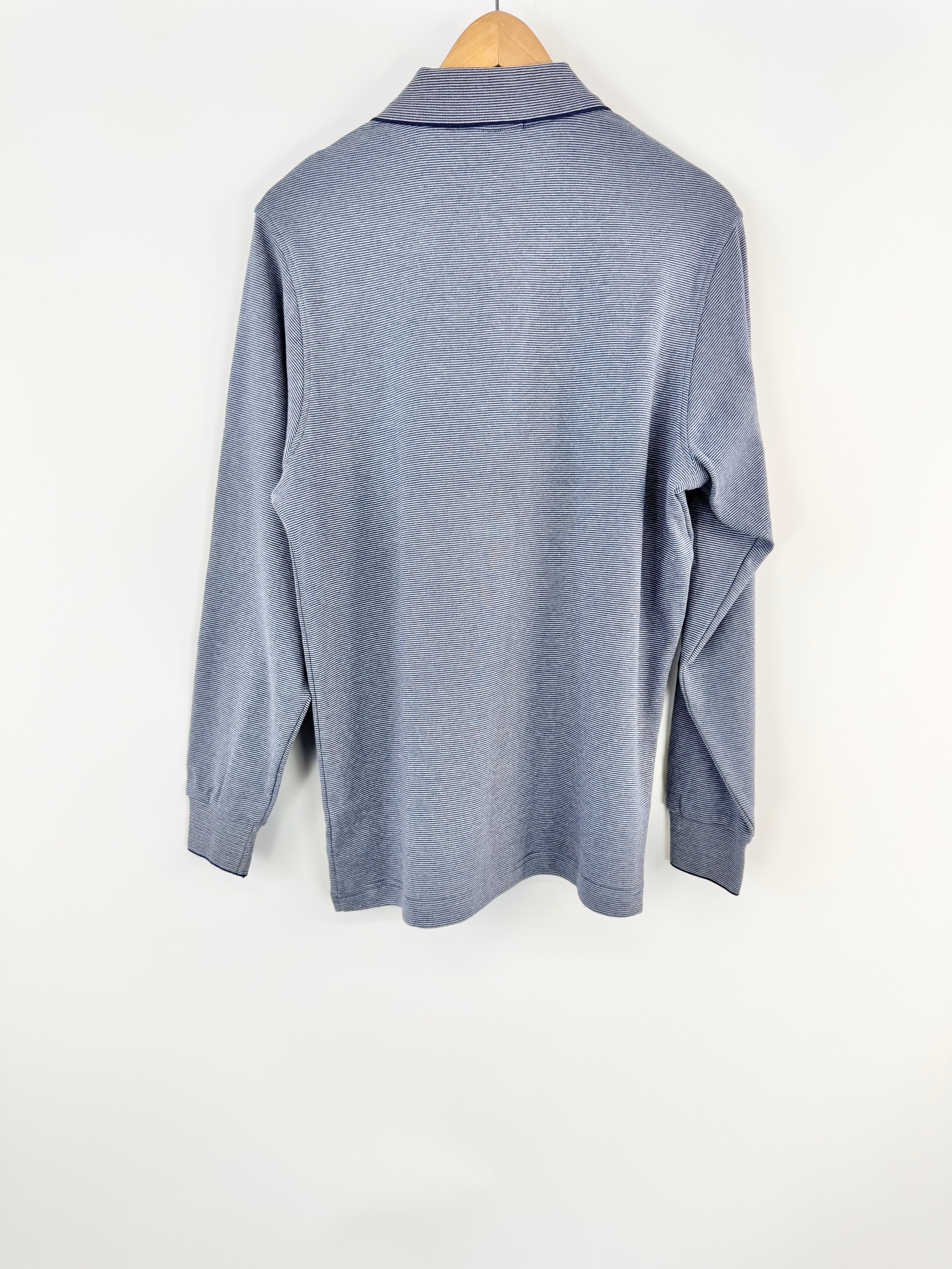 Crocodile Blue Striped Long Sleeve Polo NWT - M