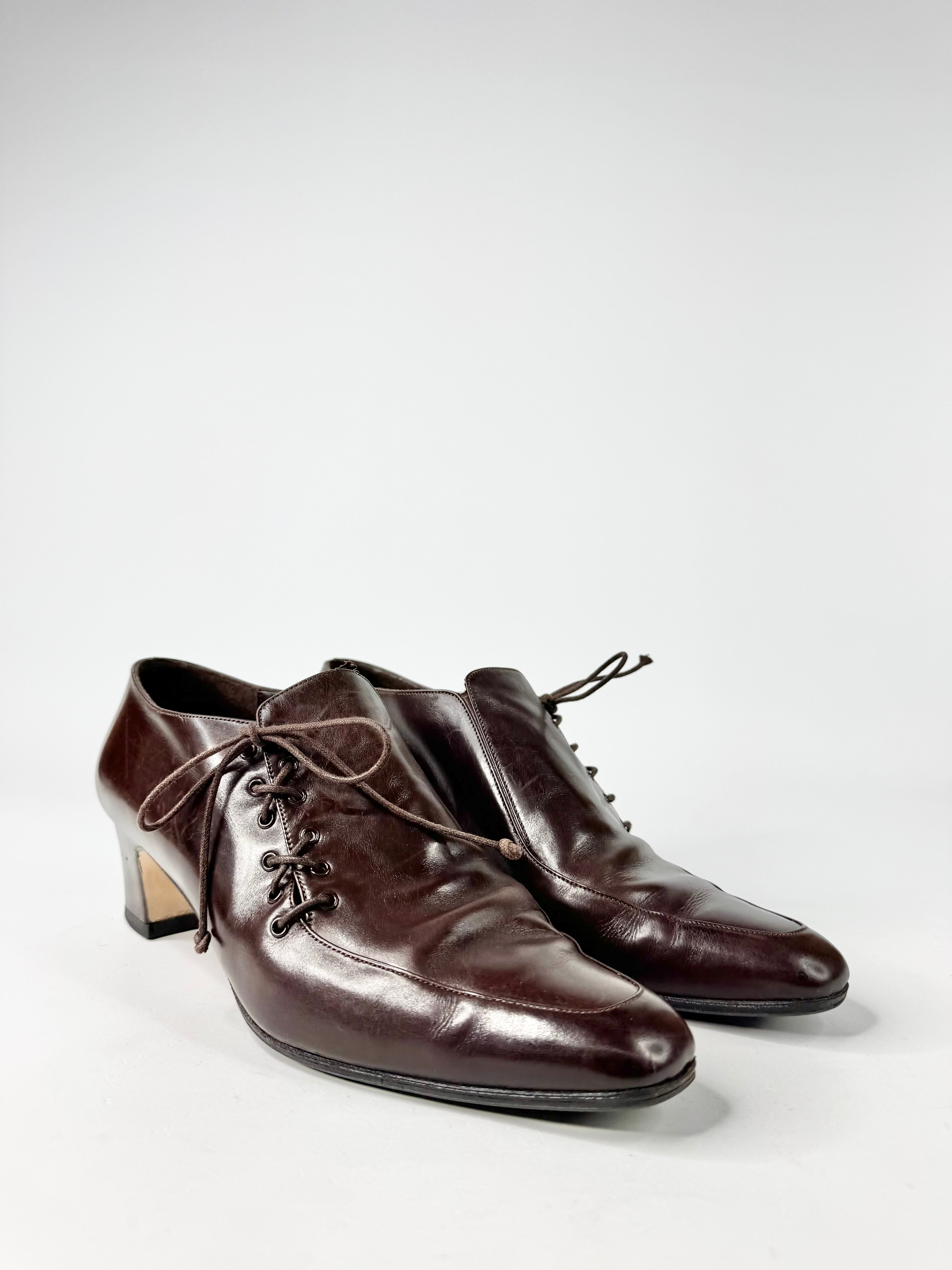 Guido Longinotti Burnt Umber Lace Up Pumps - EU40