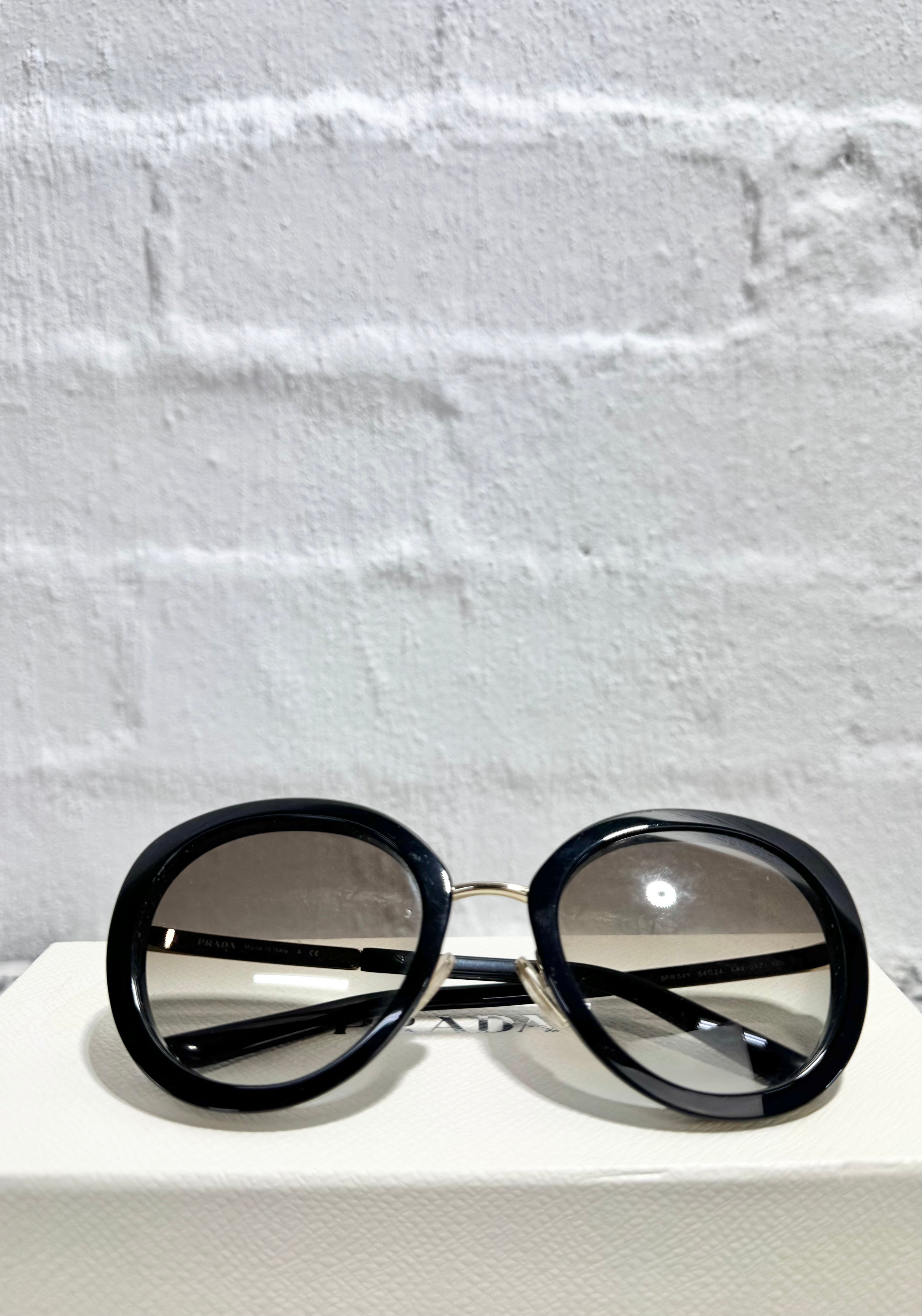 Prada SOR54Y Black Oversized Round Sunglasses