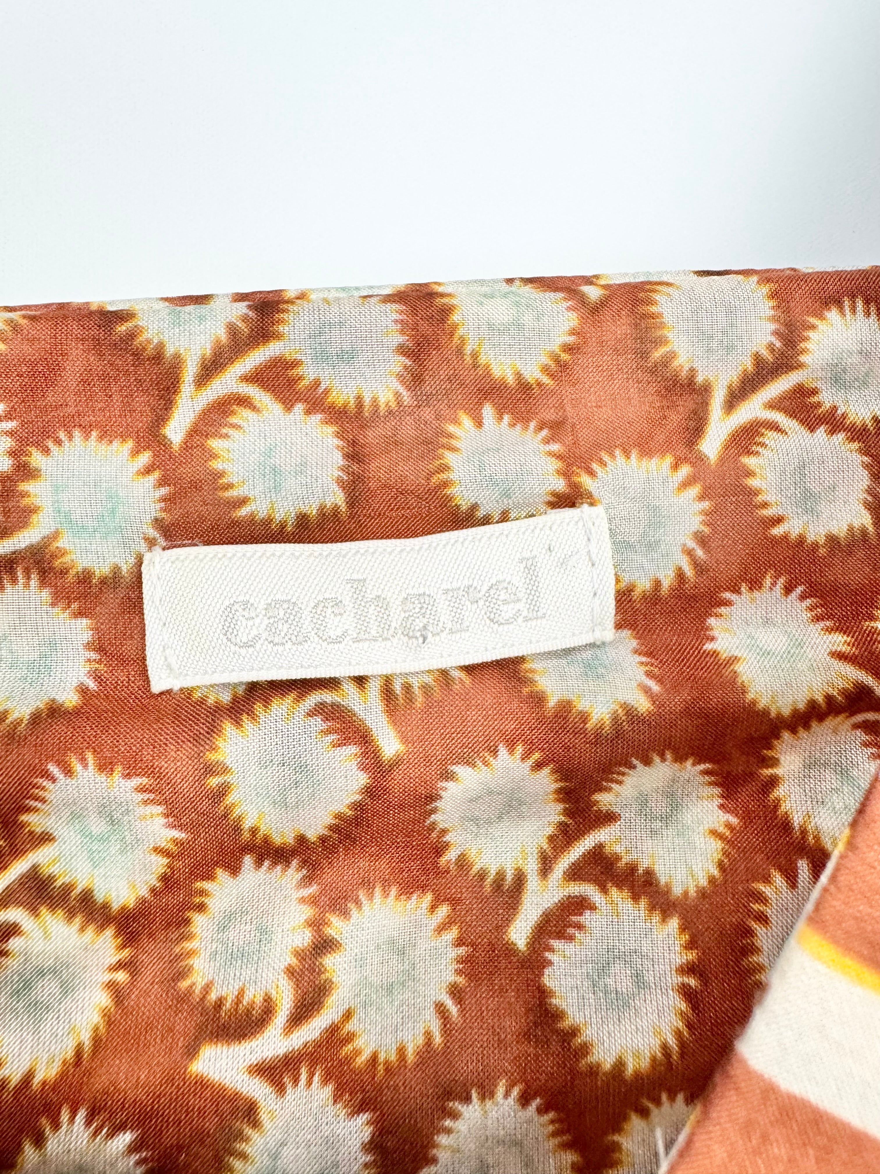 Cacharel Caramel & Vanilla Silk Floral & Striped Dress - AU8/10