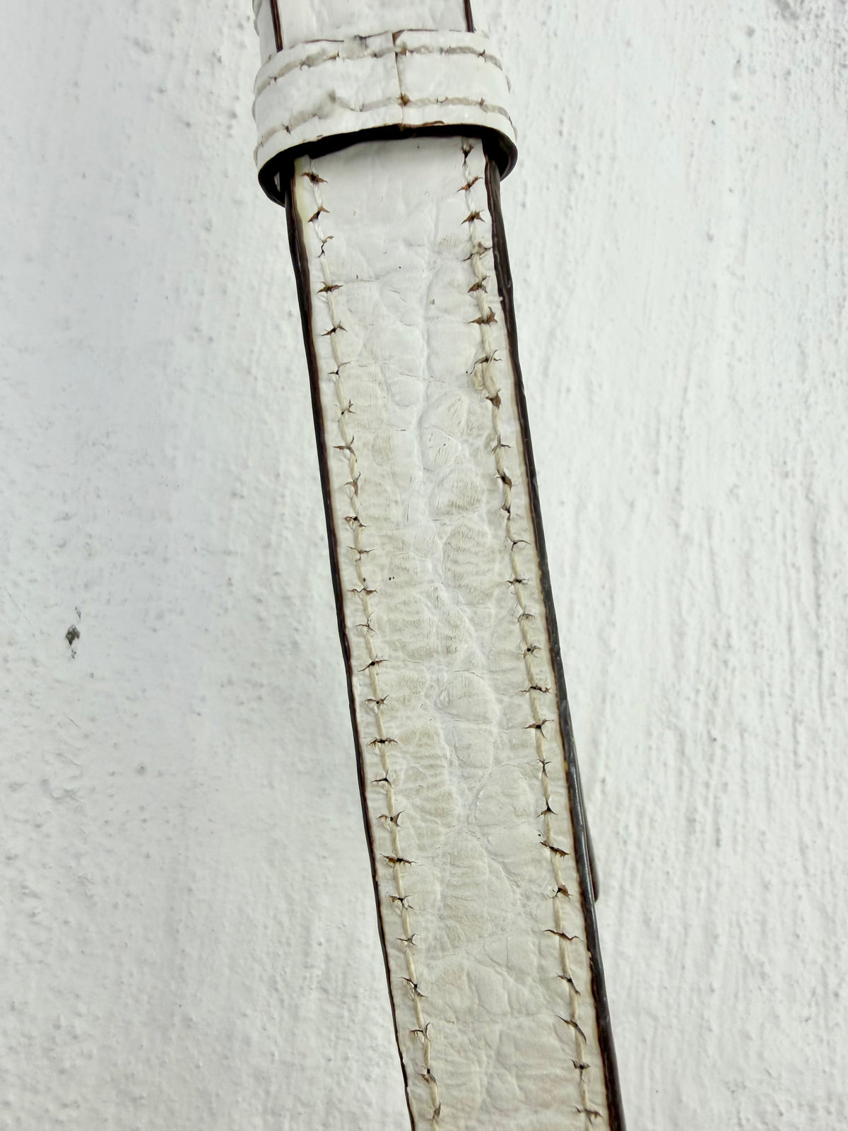 DKNY White Grained Leather Shoulder Bag