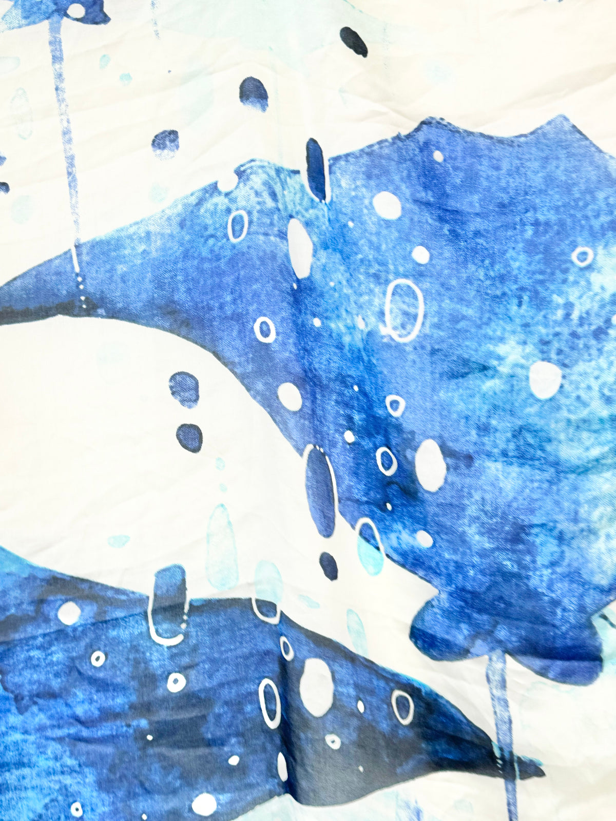 Large Pink & Blue Face Patterned Silky Shawl