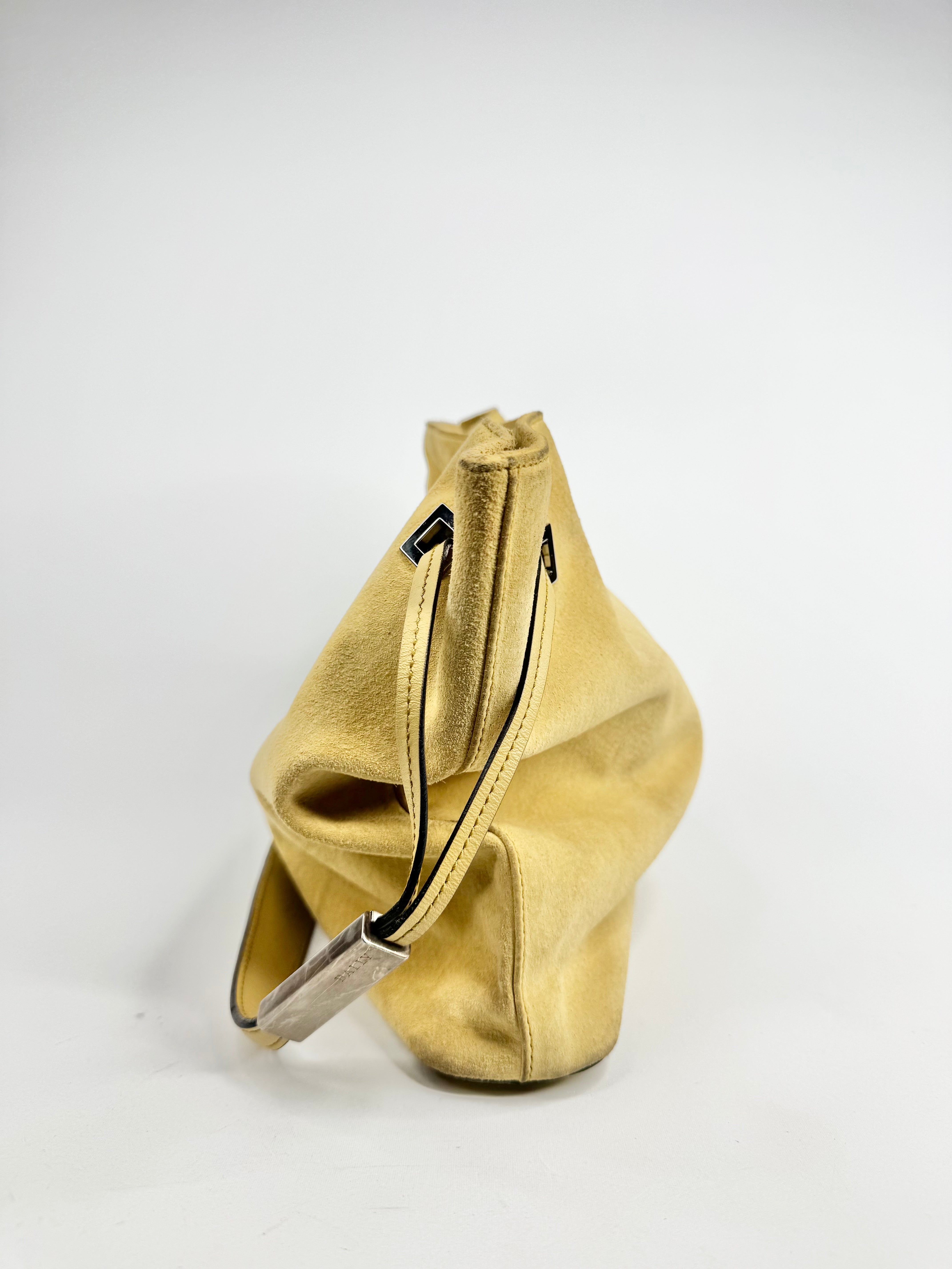 Vintage Bally 'Cladria' Butter Yellow Suede Shoulder Bag