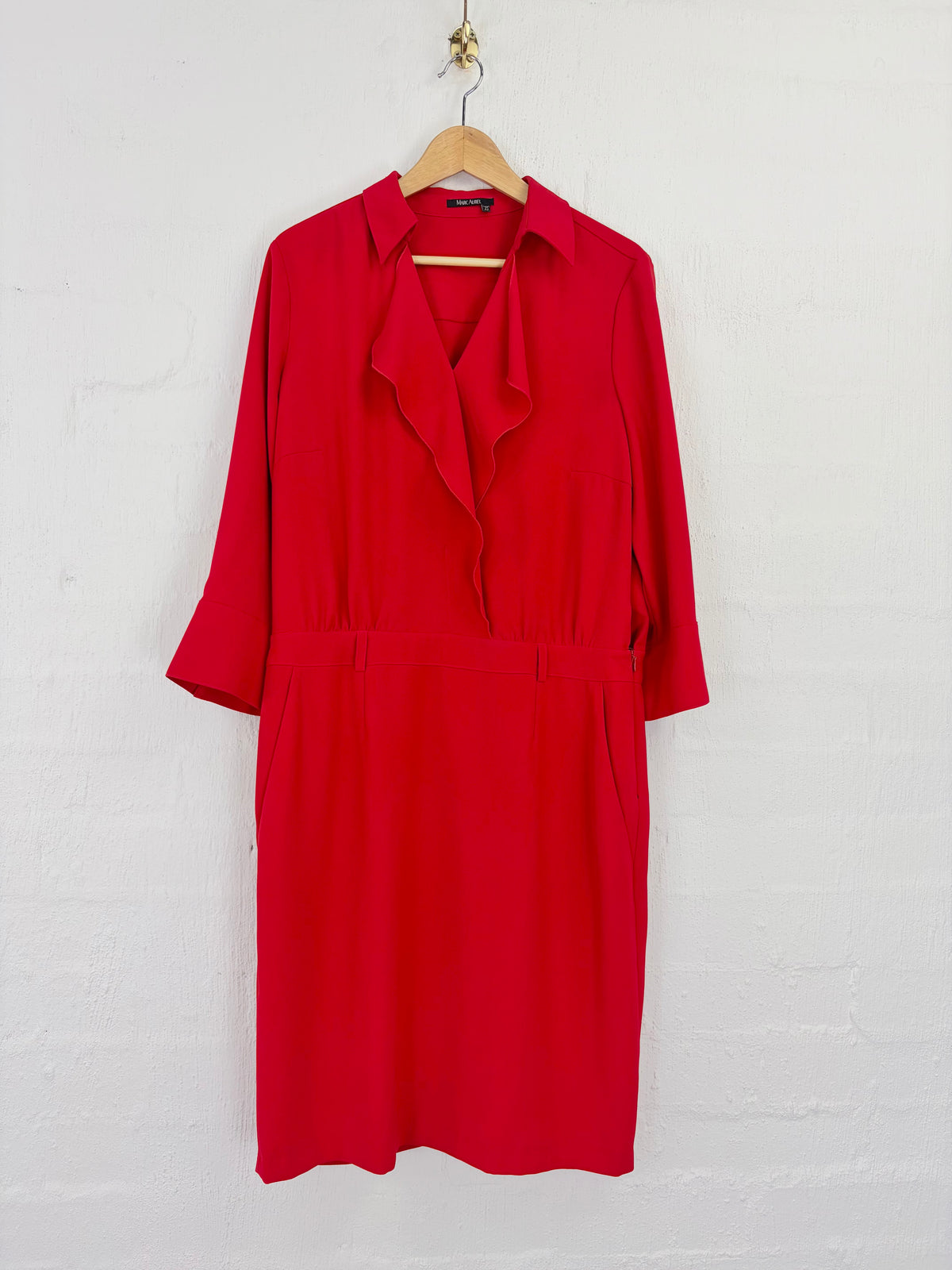 Marc Aurel Crimson Ruffle Trim Dress - AU10/12