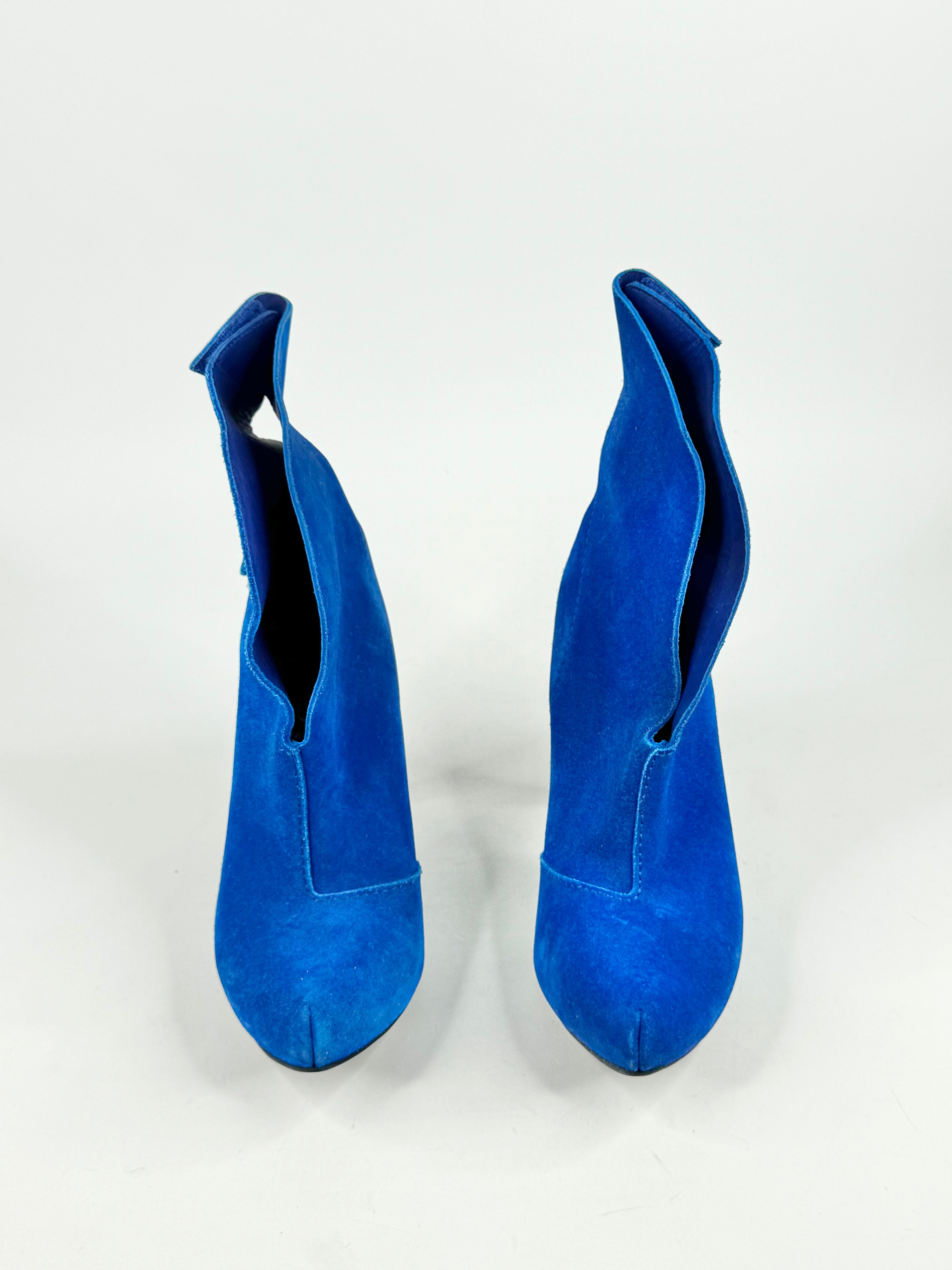 Pedro Garcia Electric Blue Suede Stiletto Boots - EU39