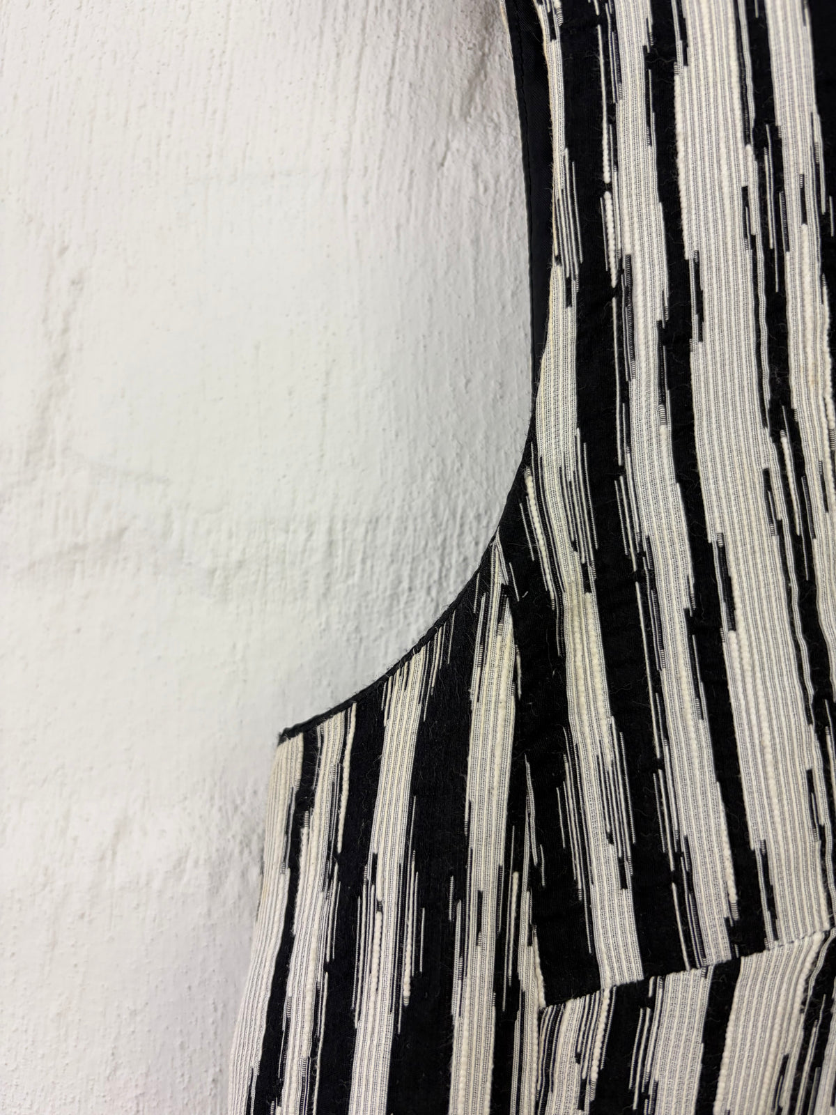 Carla Zampatti Black & White Textured Square Neck Dress - AU14