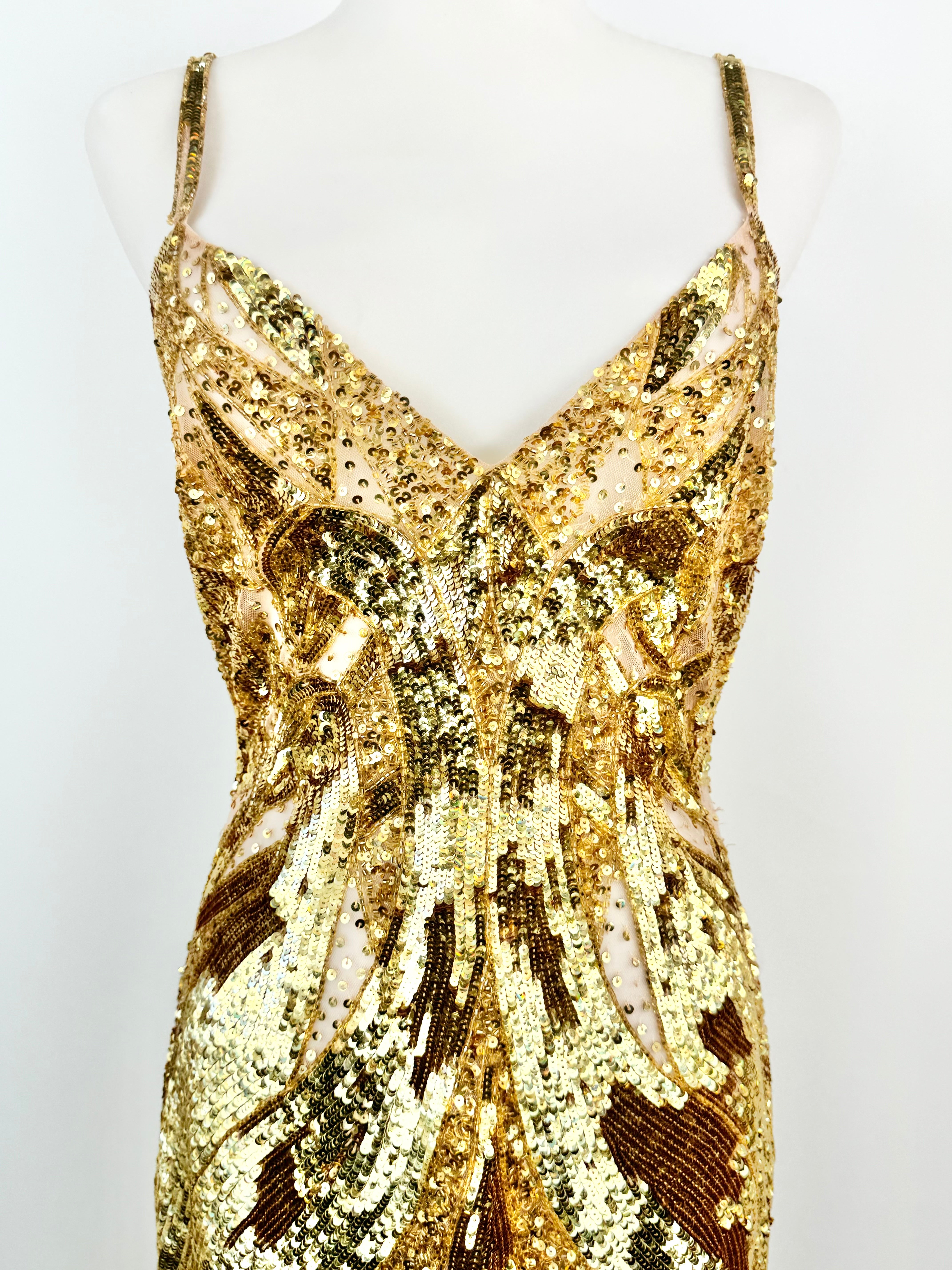 Belluccio Gold Sequinned Midi Dress - AU10
