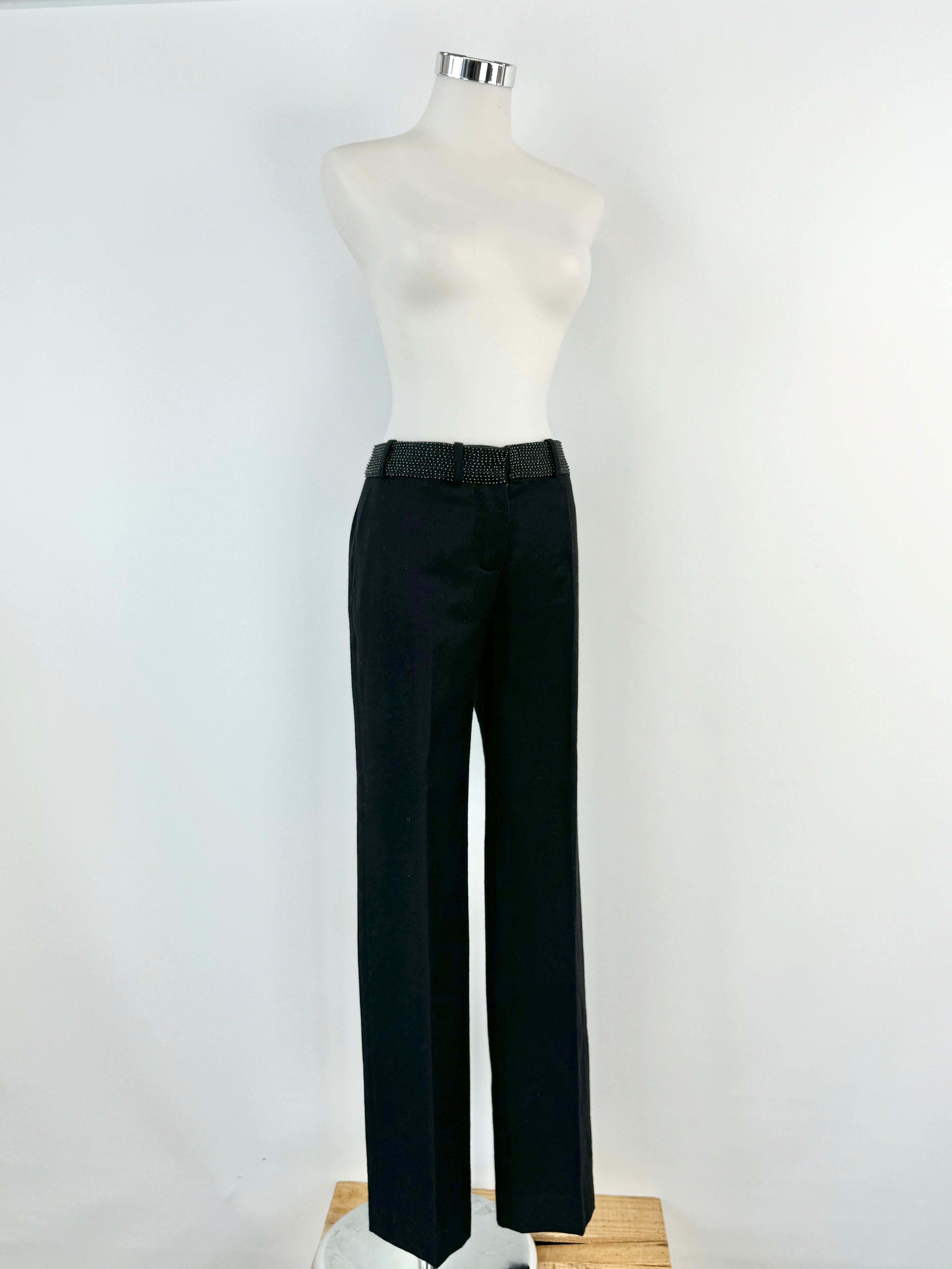 Chloe Black Wool Beaded Waist Slacks - AU10