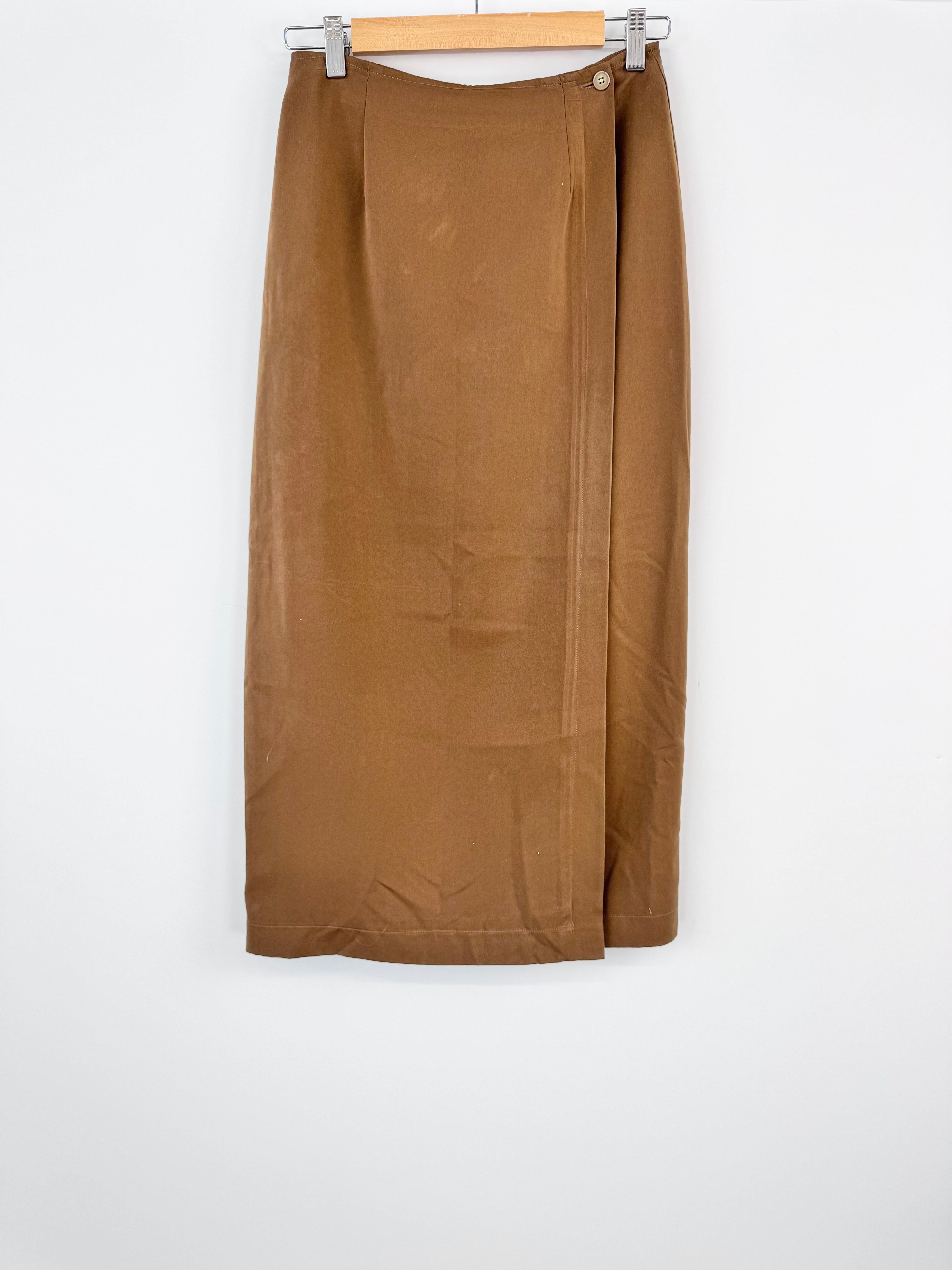 Howard Showers Brownish Green Long Wrap Skirt - AU6