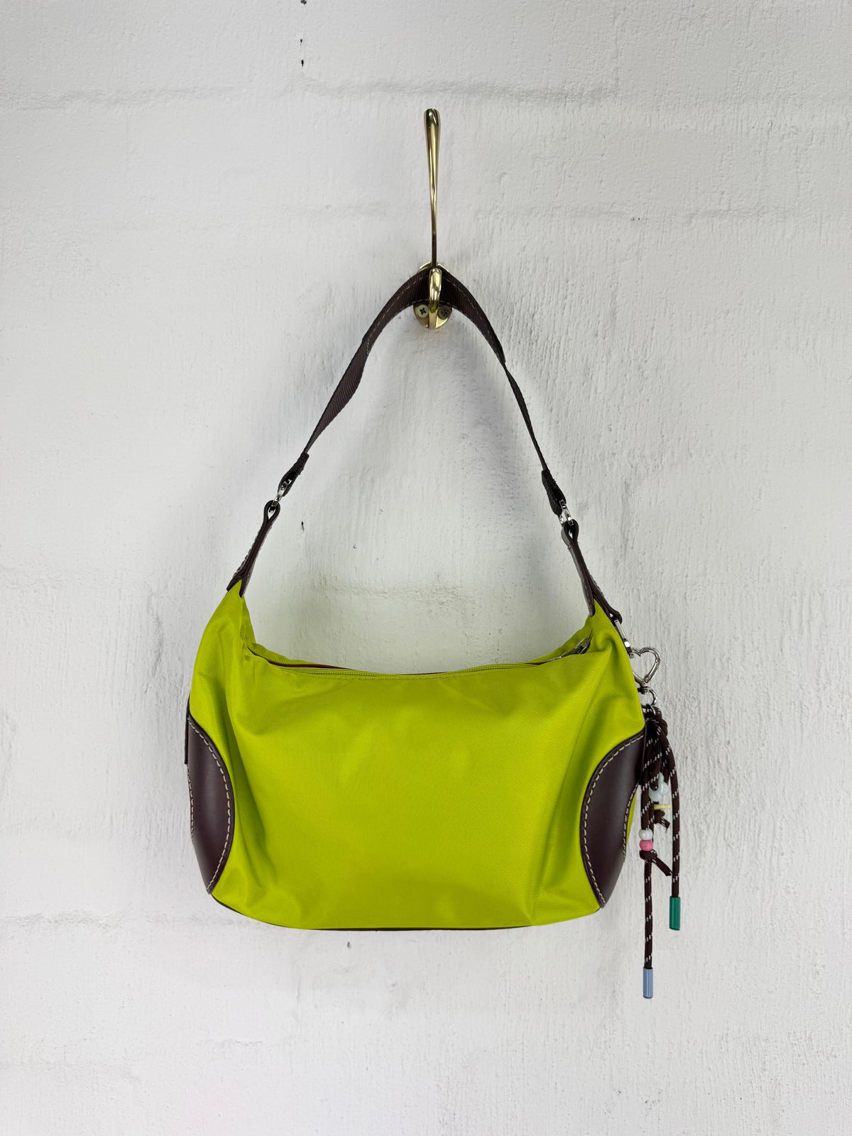 Lancel Lime Green Nylon Shoulder Bag