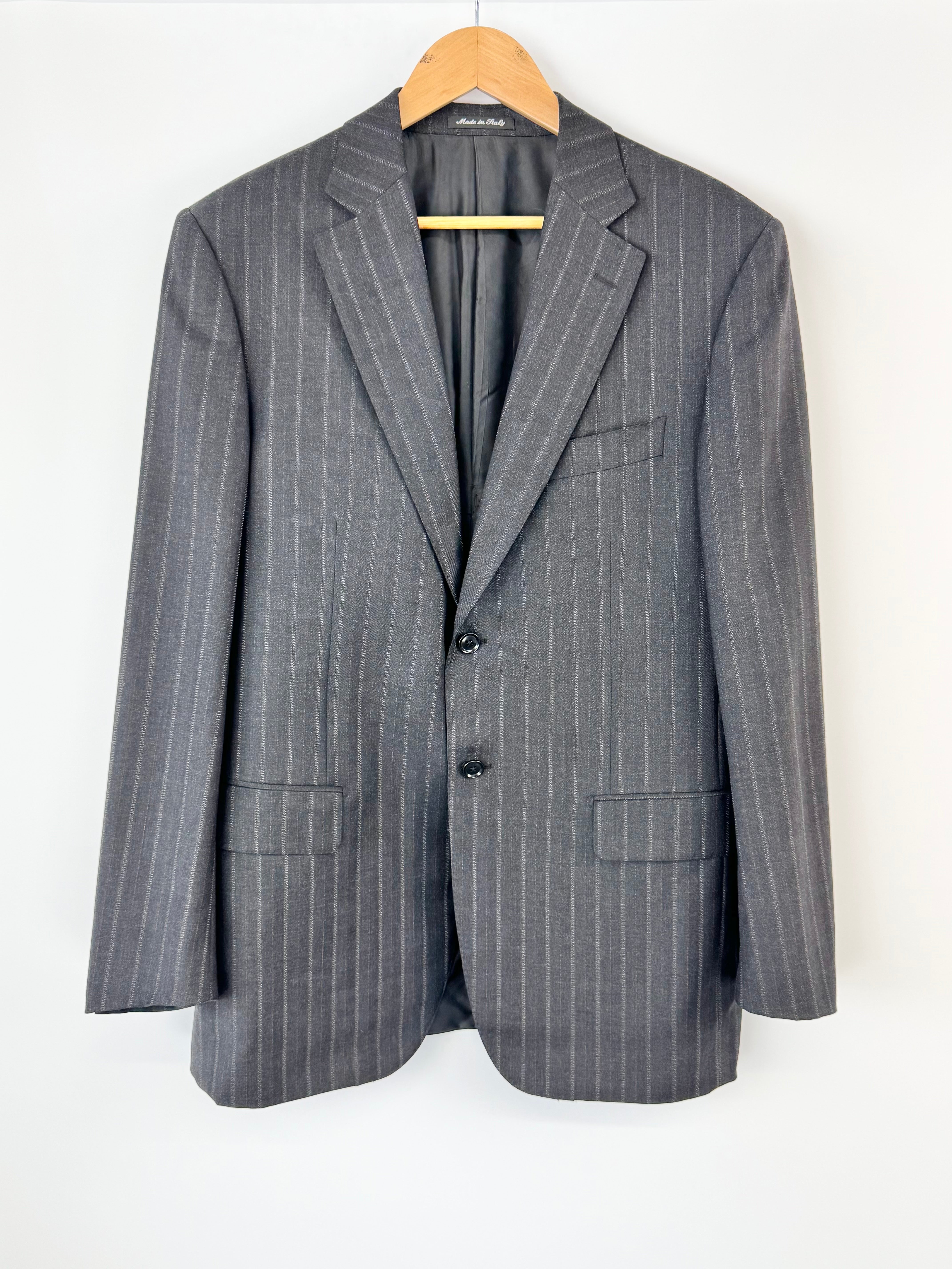 Pal Zileri Deep Grey Pinstriped Wool Blazer - L